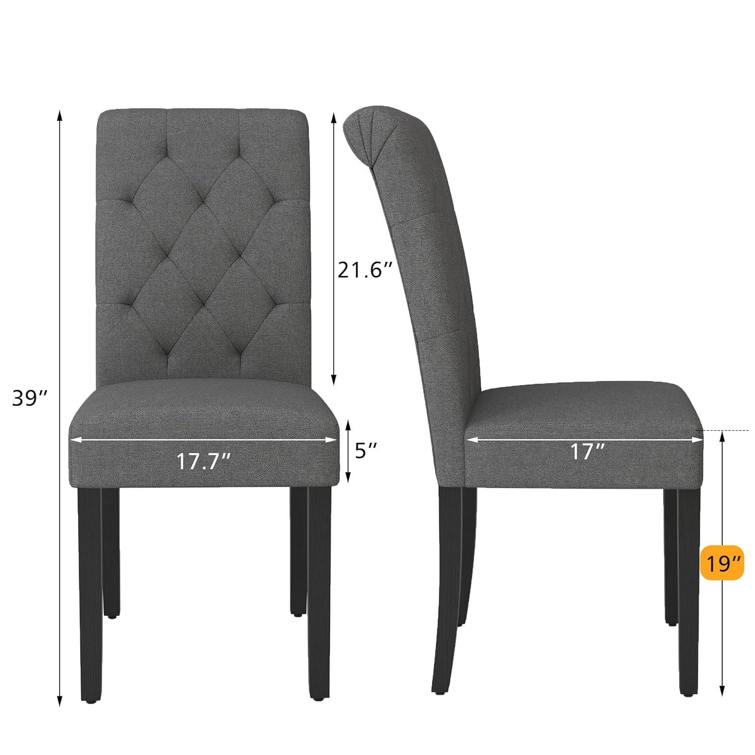 Westice Dining Room Chairs Set of 4 Upholstered Fabric Kitchen Chairs Dining Room Side Chair with Nailhead Trim and Rubber Wood Legs for Small Space Apartment, Light Gray