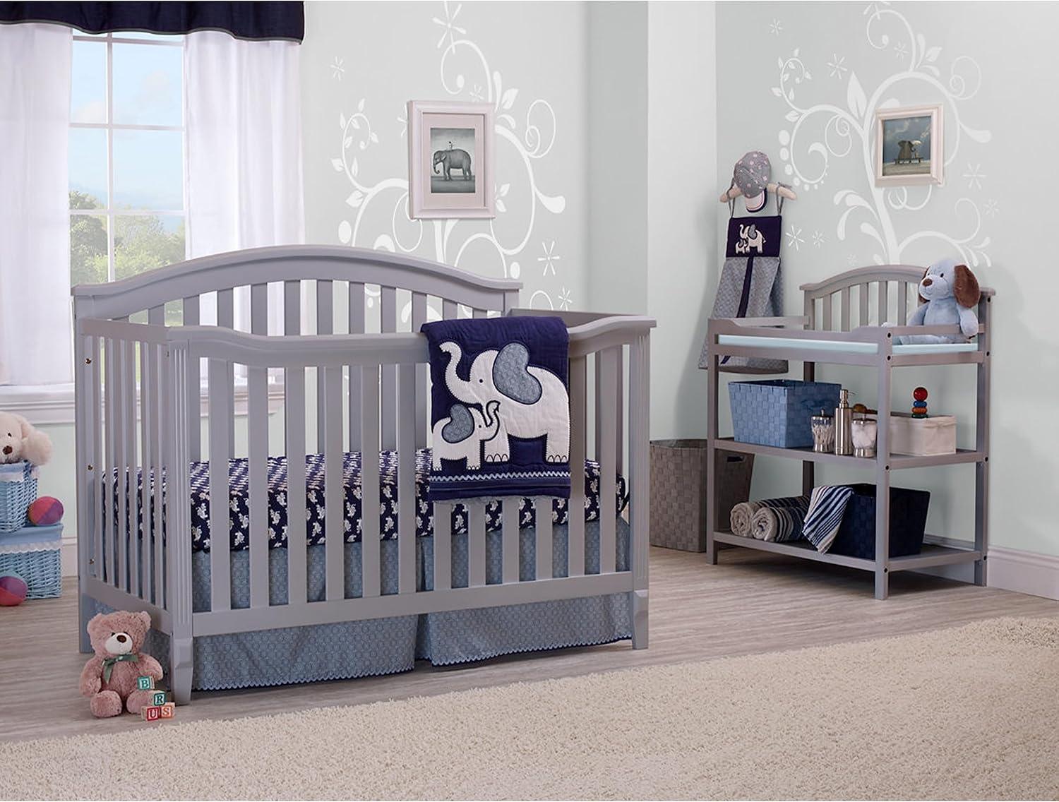 Gray 4-in-1 Convertible Crib and Changer with Storage