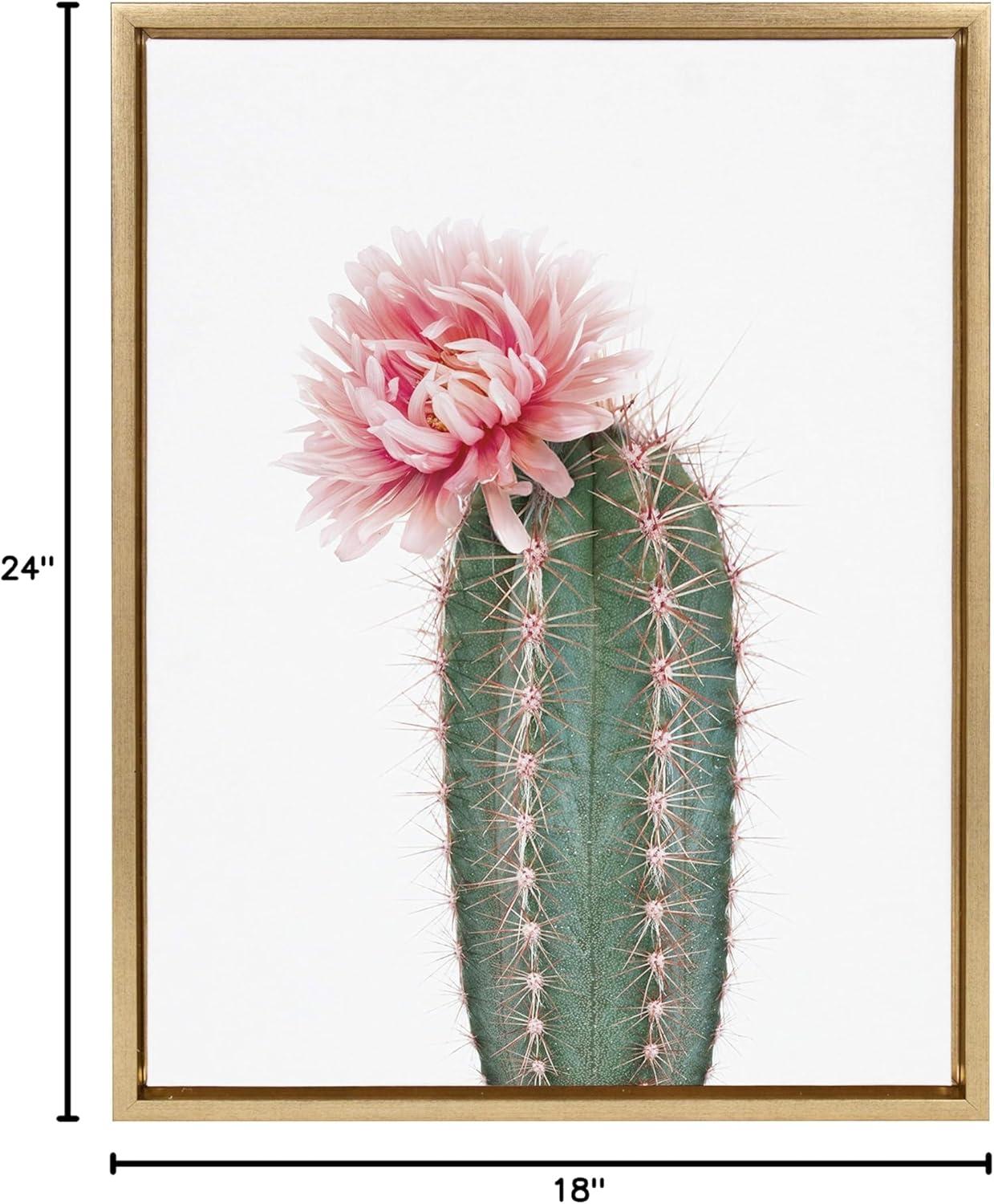 28"x38" Slyvie Pink Cactus Flower Framed Canvas By Amy Peterson - Kate and Laurel