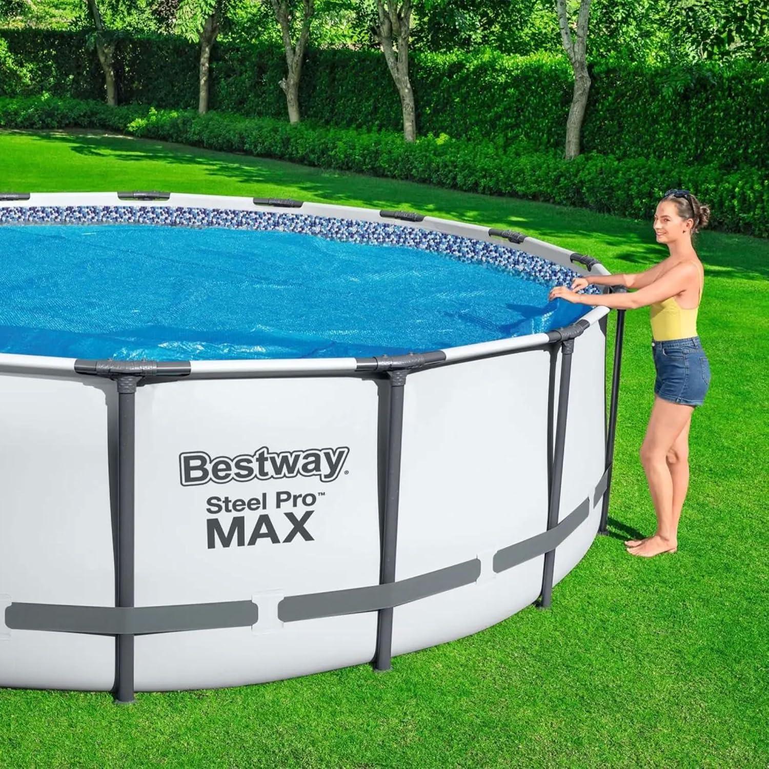 Bestway Bestway Flowclear 14 Feet Round Above Ground Pool Solar Pool Cover Only, Blue