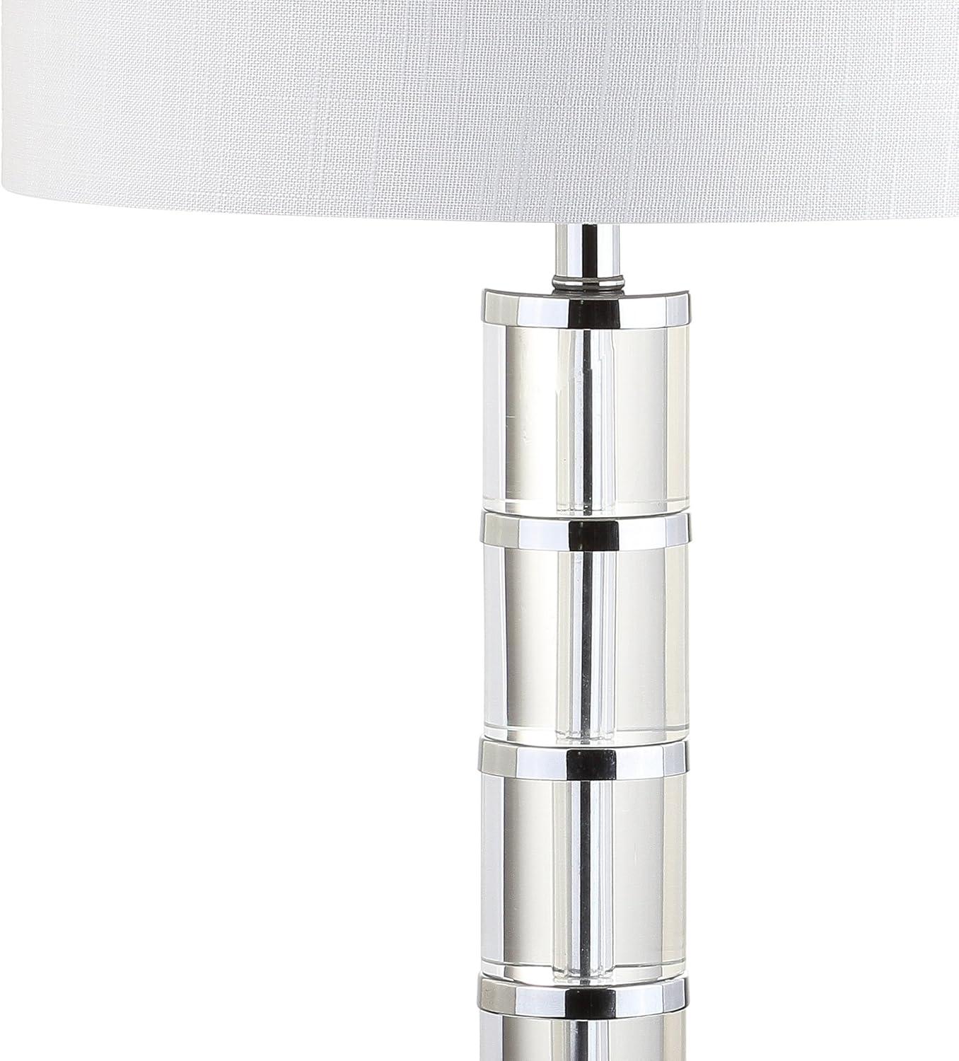 Hailey 26" Antique Crystal & Chrome Table Lamp with White Linen Shade