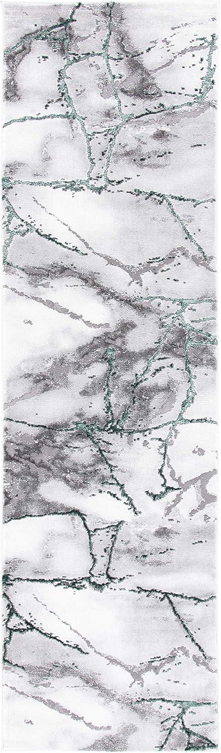 SAFAVIEH Craft Paul Abstract Marble Runner, 2'3" x 12', Grey/Green