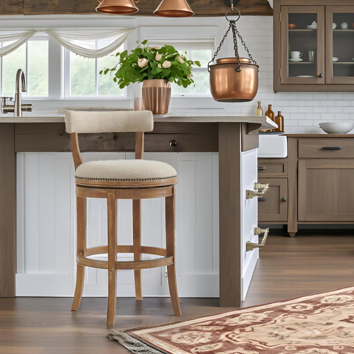 Hanover Solid Rubber Wood Swivel Counter And Bar Stool