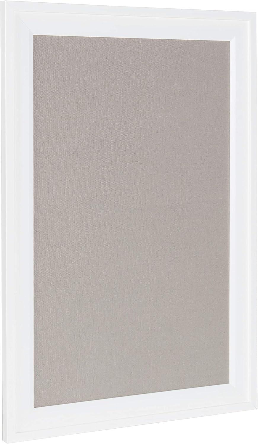 DesignOvation Bosc Framed Gray Linen Fabric Pinboard, 18.5x27.5, White