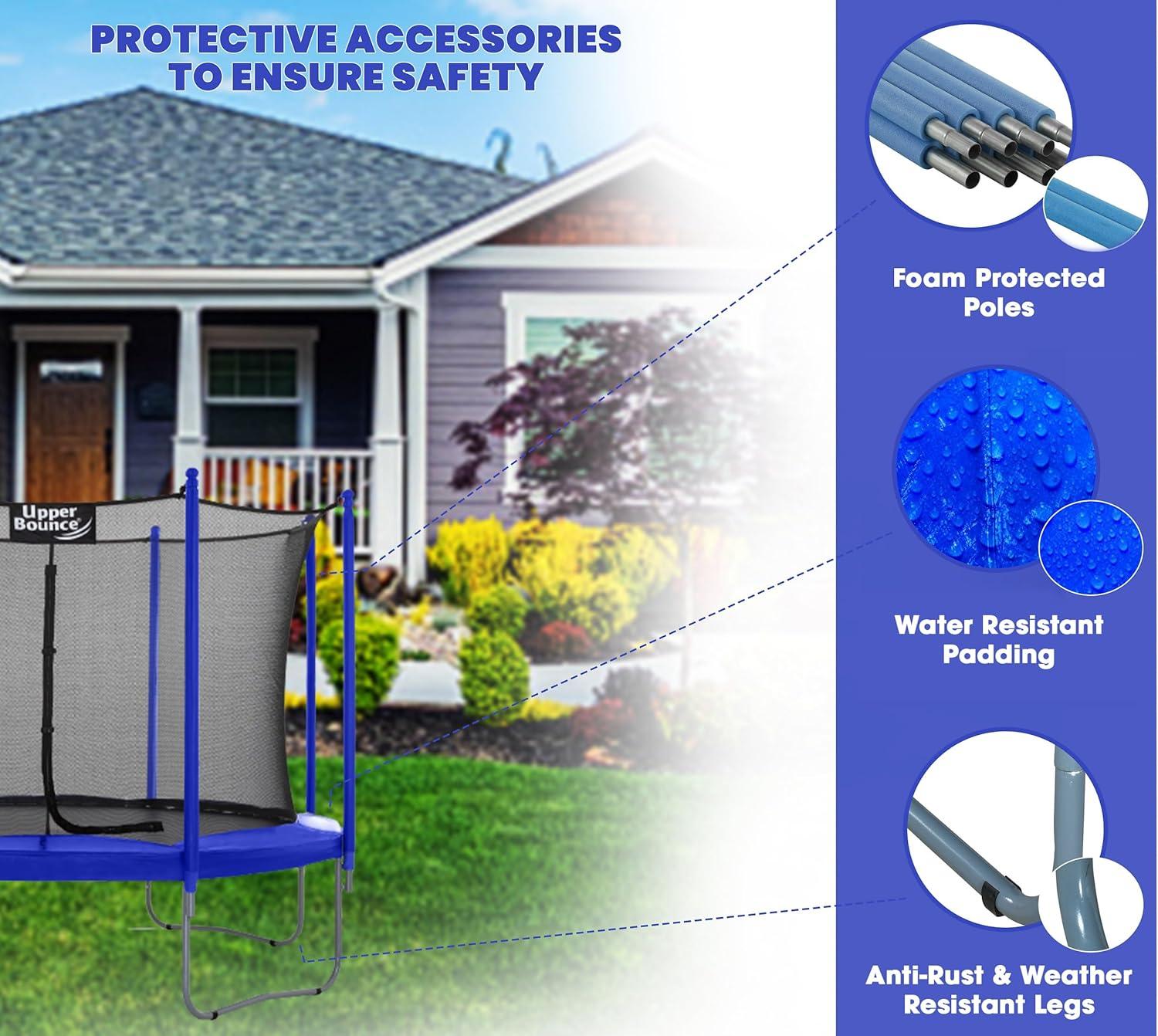 Machrus Upper Bounce 12 FT Round Trampoline Set with Safety Enclosure System – Backyard Trampoline - Outdoor Trampoline for Kids - Adults