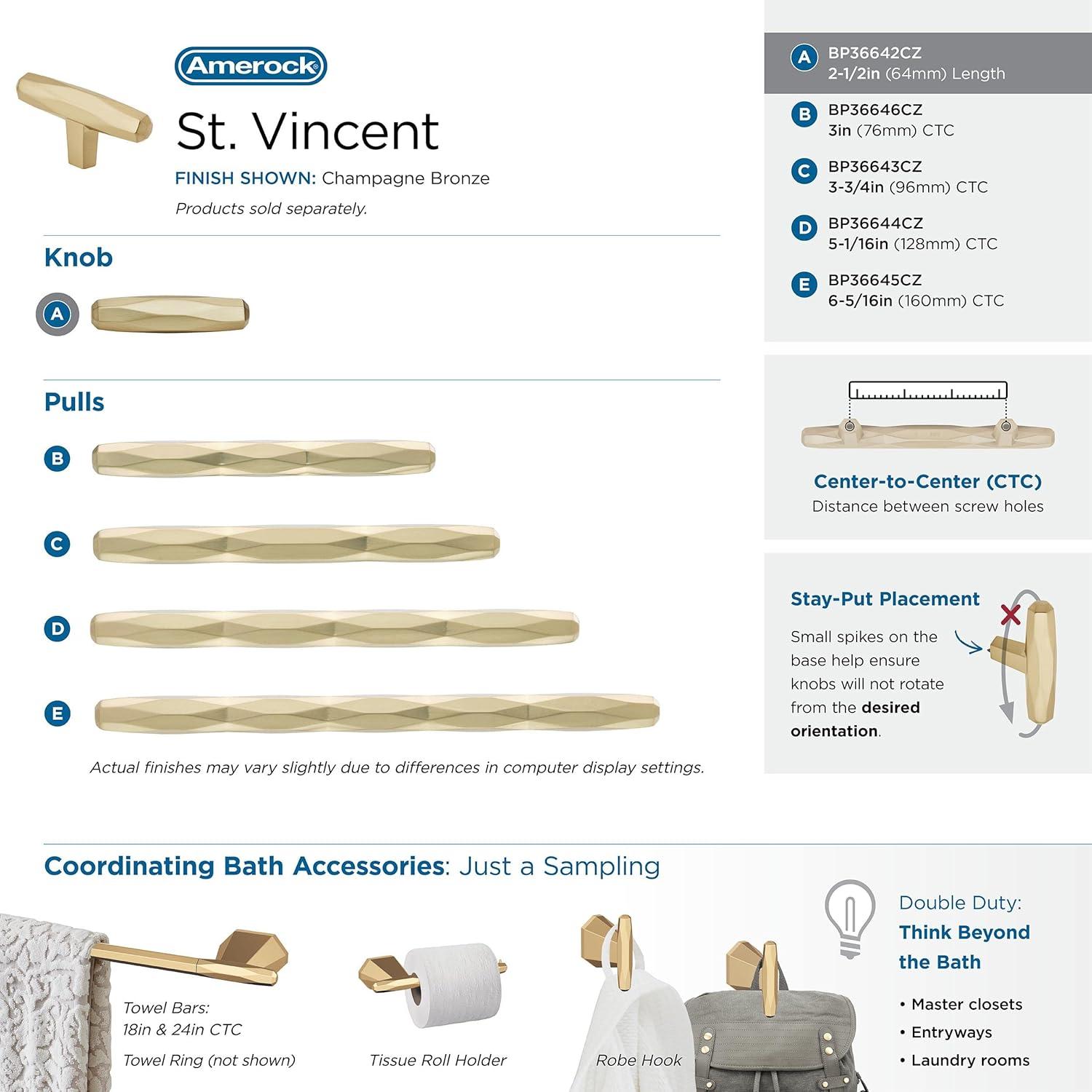 St. Vincent 1 7/16" Length Bar Knob