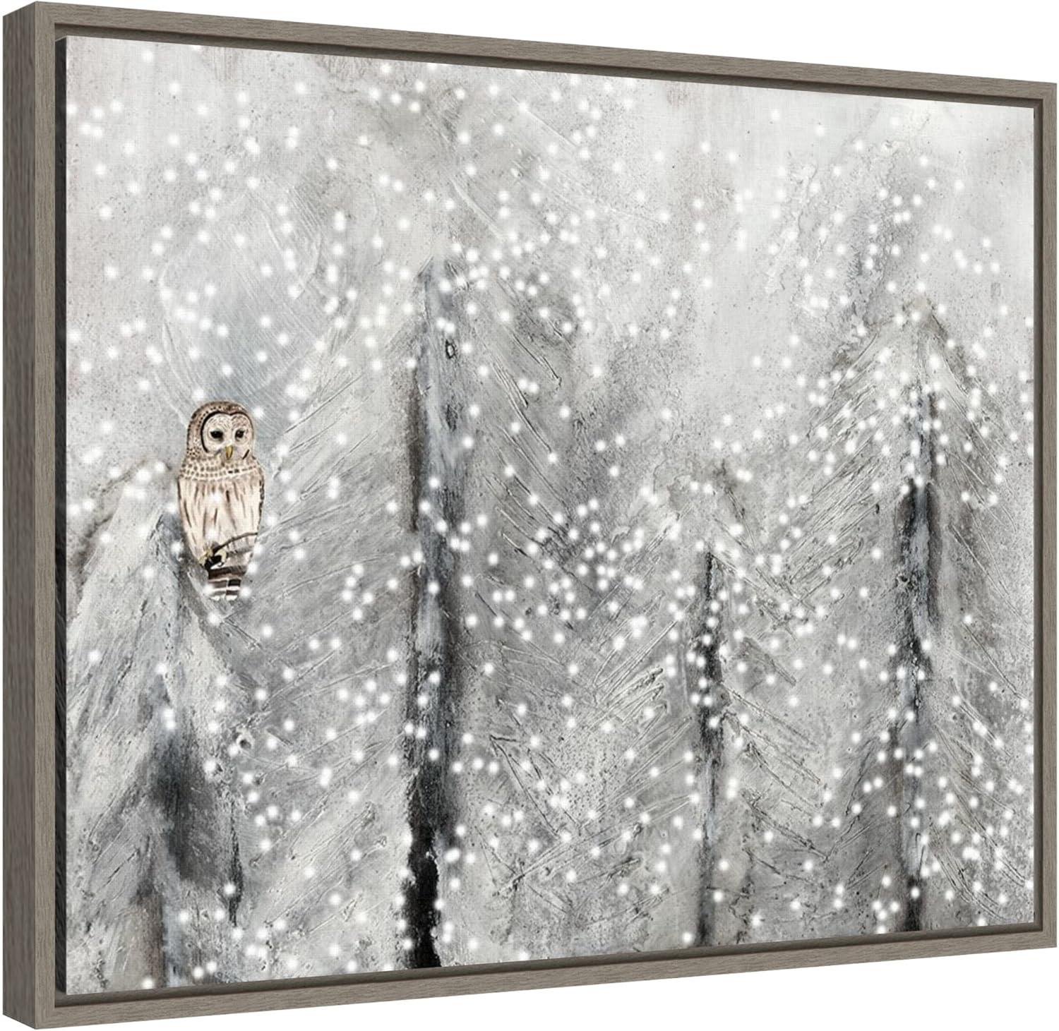 Amanti Art Snowy Habitat II (Owl) by Alicia Ludwig Canvas Wall Art Print Framed 20 x 16-in.