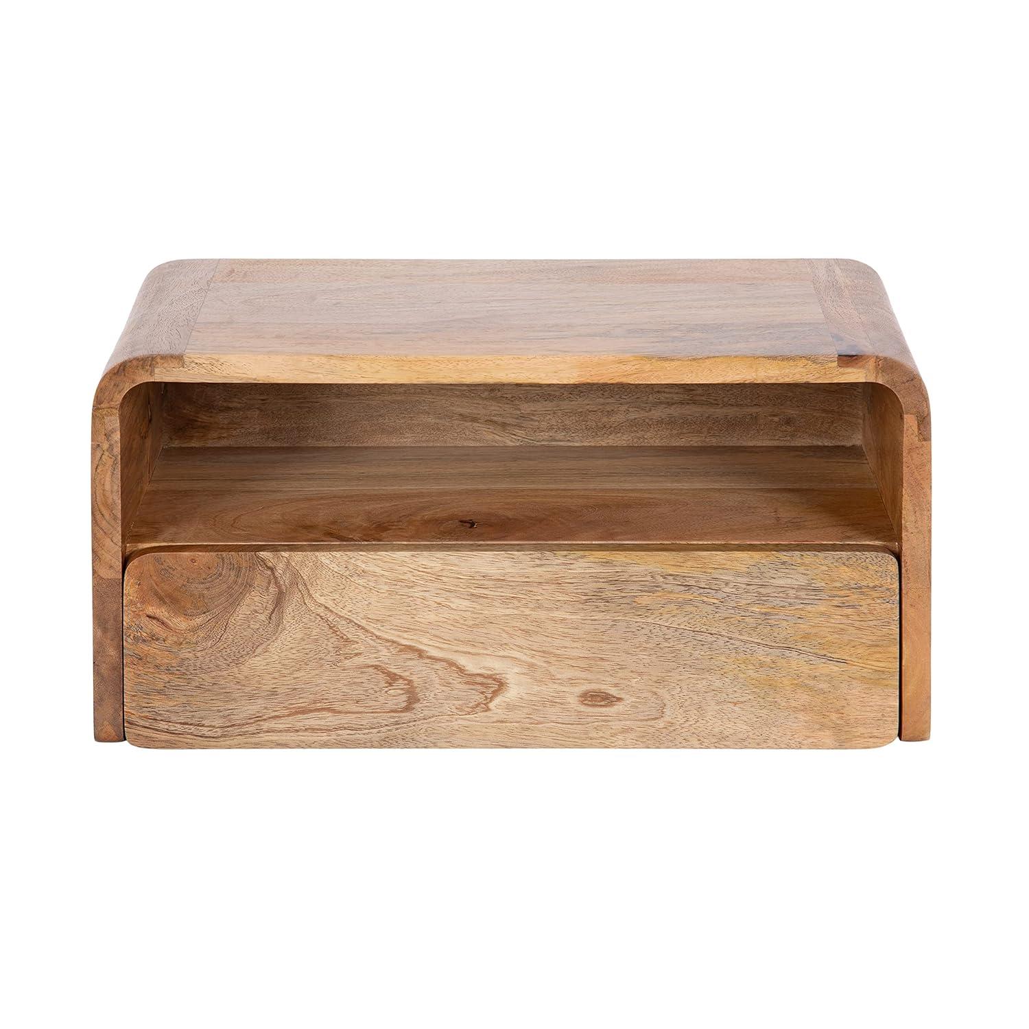 Kate and Laurel Kato Rectangle Wood Floating Side Table, 18x10x9, Natural