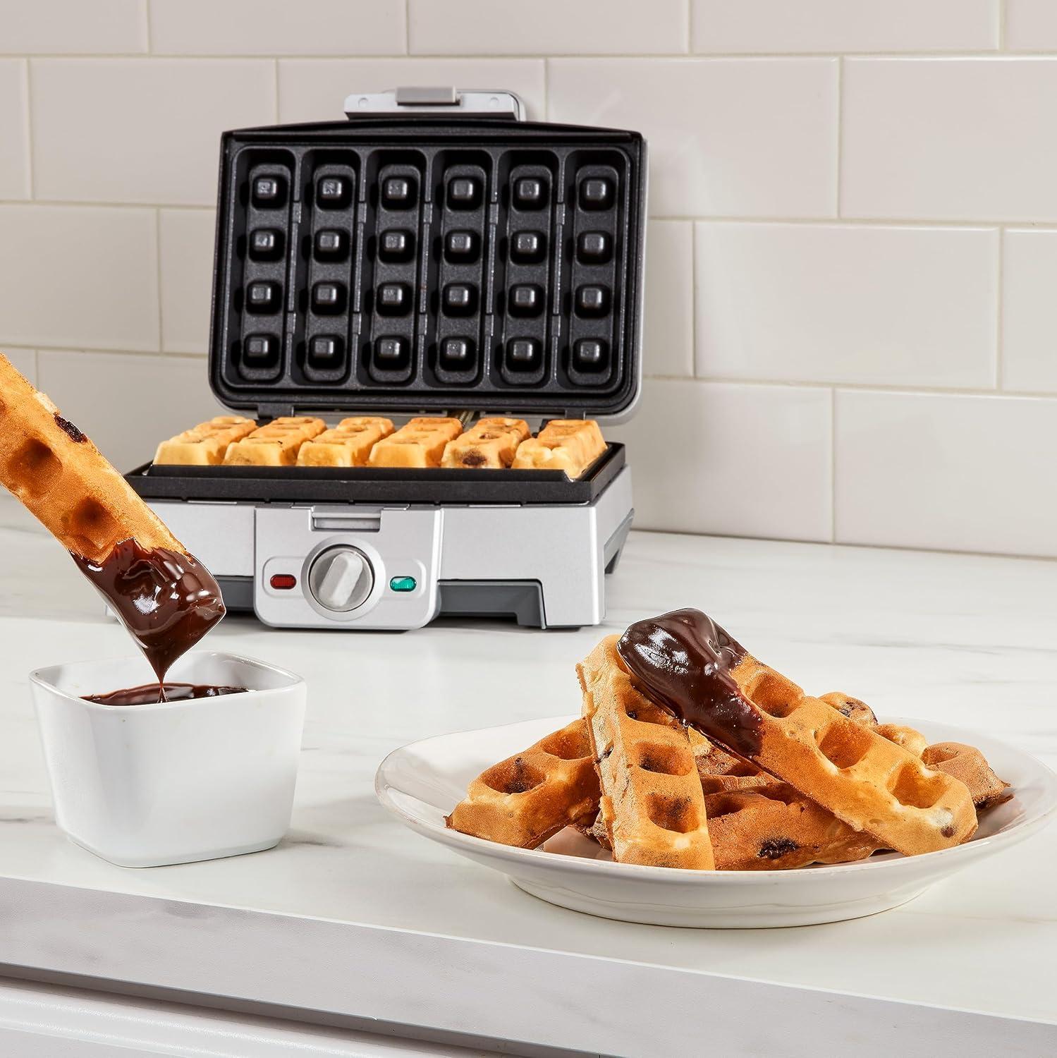 Stainless Steel Belgian Waffle Stick Maker with Adjustable Temperature