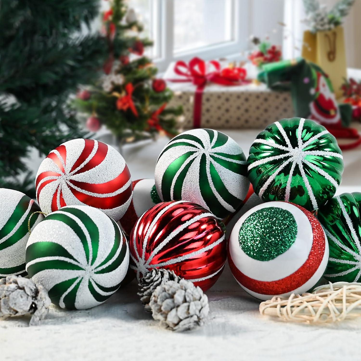 30PCS Christmas Balls Ornaments Set, Shatterproof Holiday Festive Wedding Seasonal Hanging Ornaments Christmas Tree Decoration