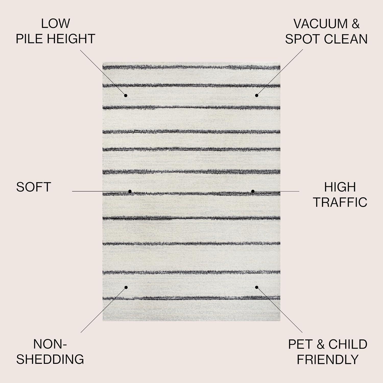 JONATHAN Y Williamsburg Minimalist Stripe Cream/Black 8 ft. x 10 ft. Area Rug