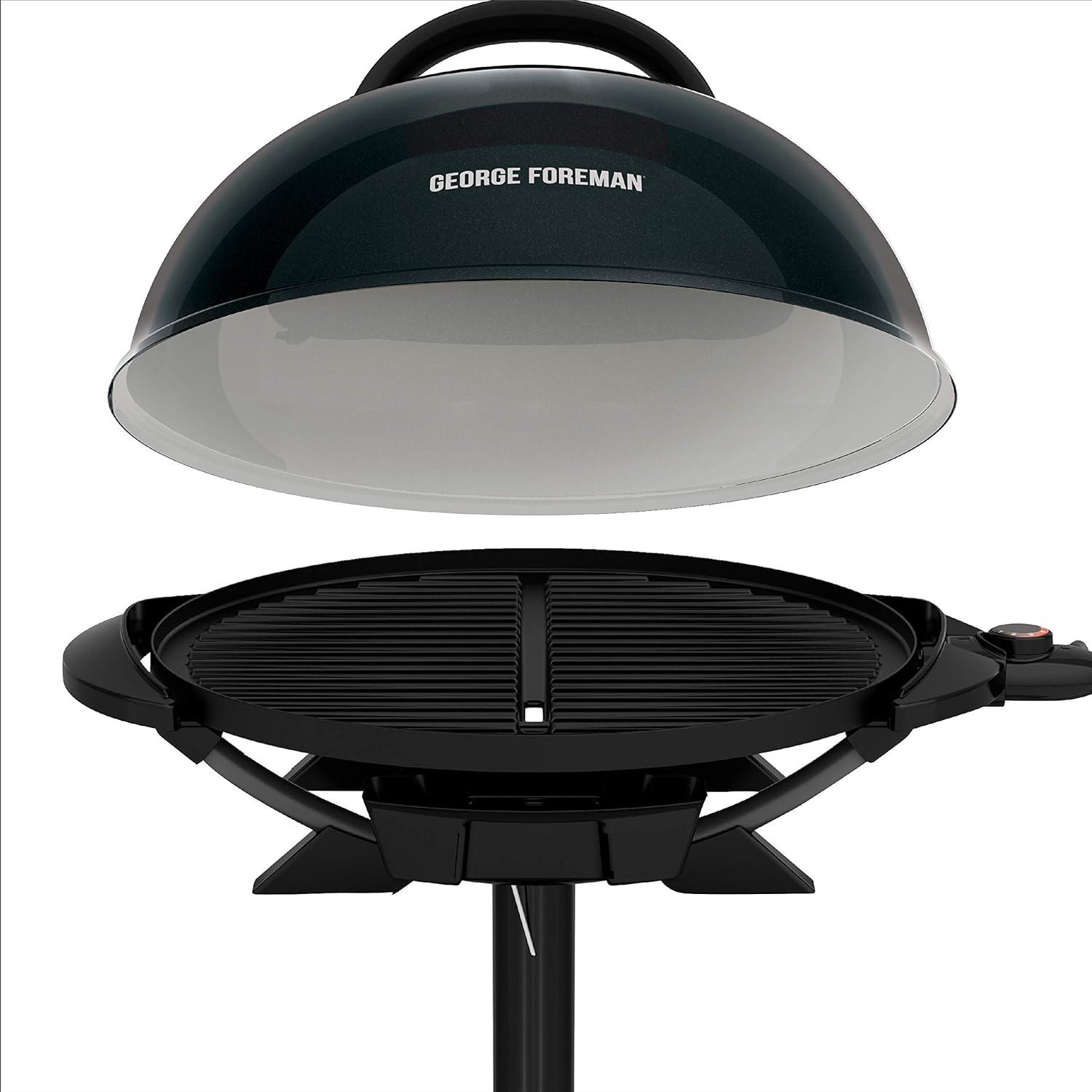 George Foreman Indoor/Outdoor Electric Grill, 15-Serving, Black