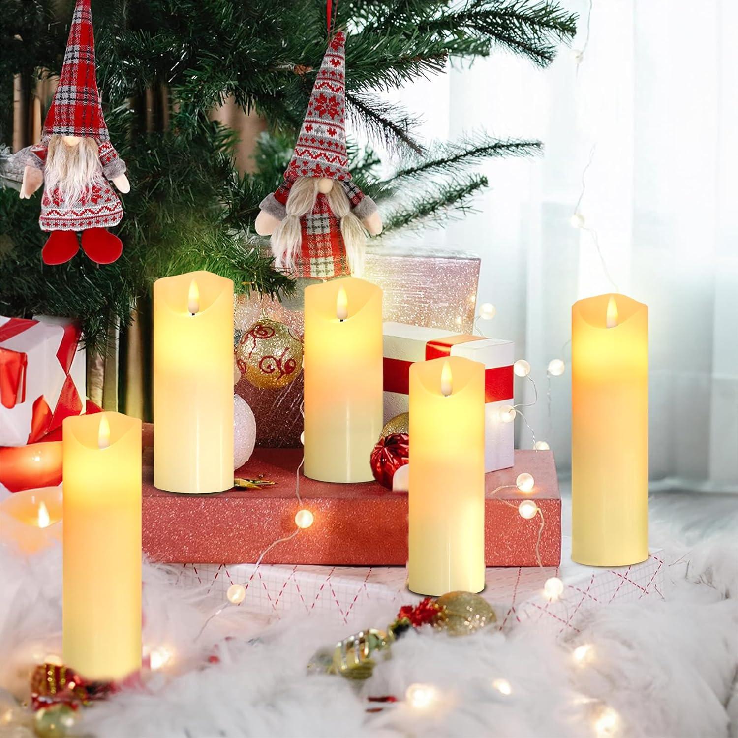 Da by Flameless Candles LED Pillar Candles ,Battery Operated Candles Wich Remote and Timer, Flickering LED Candles,Real Wax,Set of