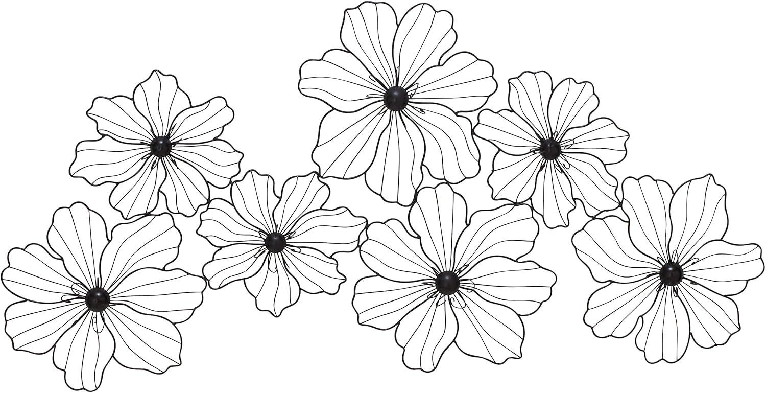 CosmoLiving by Cosmopolitan Black Metal Wire Floral Wall Decor