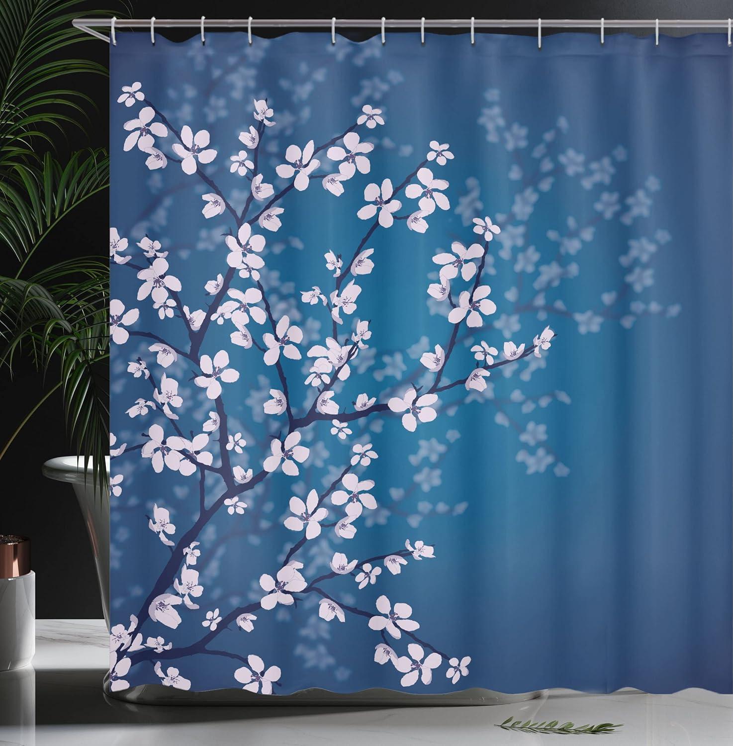 Floral Shower Curtain with Hooks Included