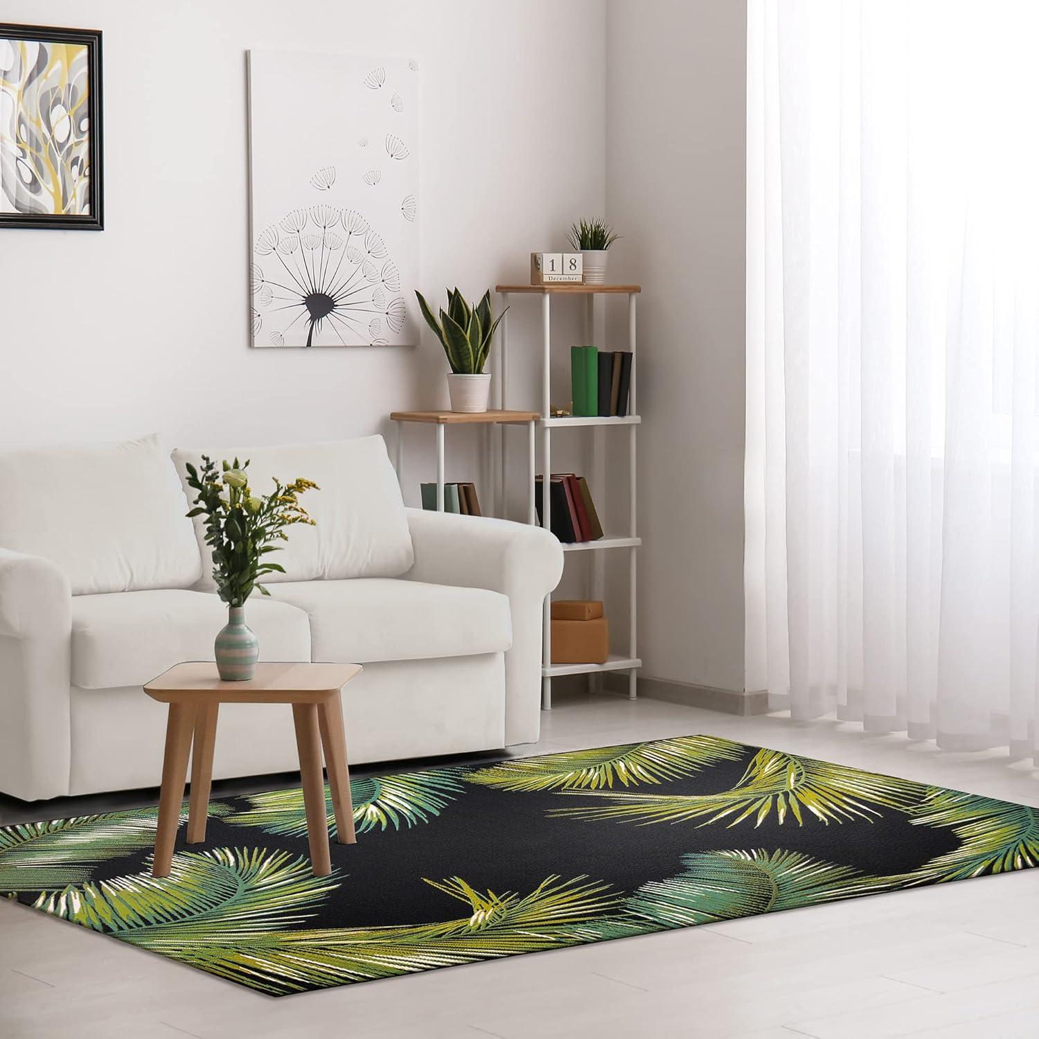 Liora Manne Marina Palm Border Indoor/Outdoor Rug Black 8'10" x 11'9"