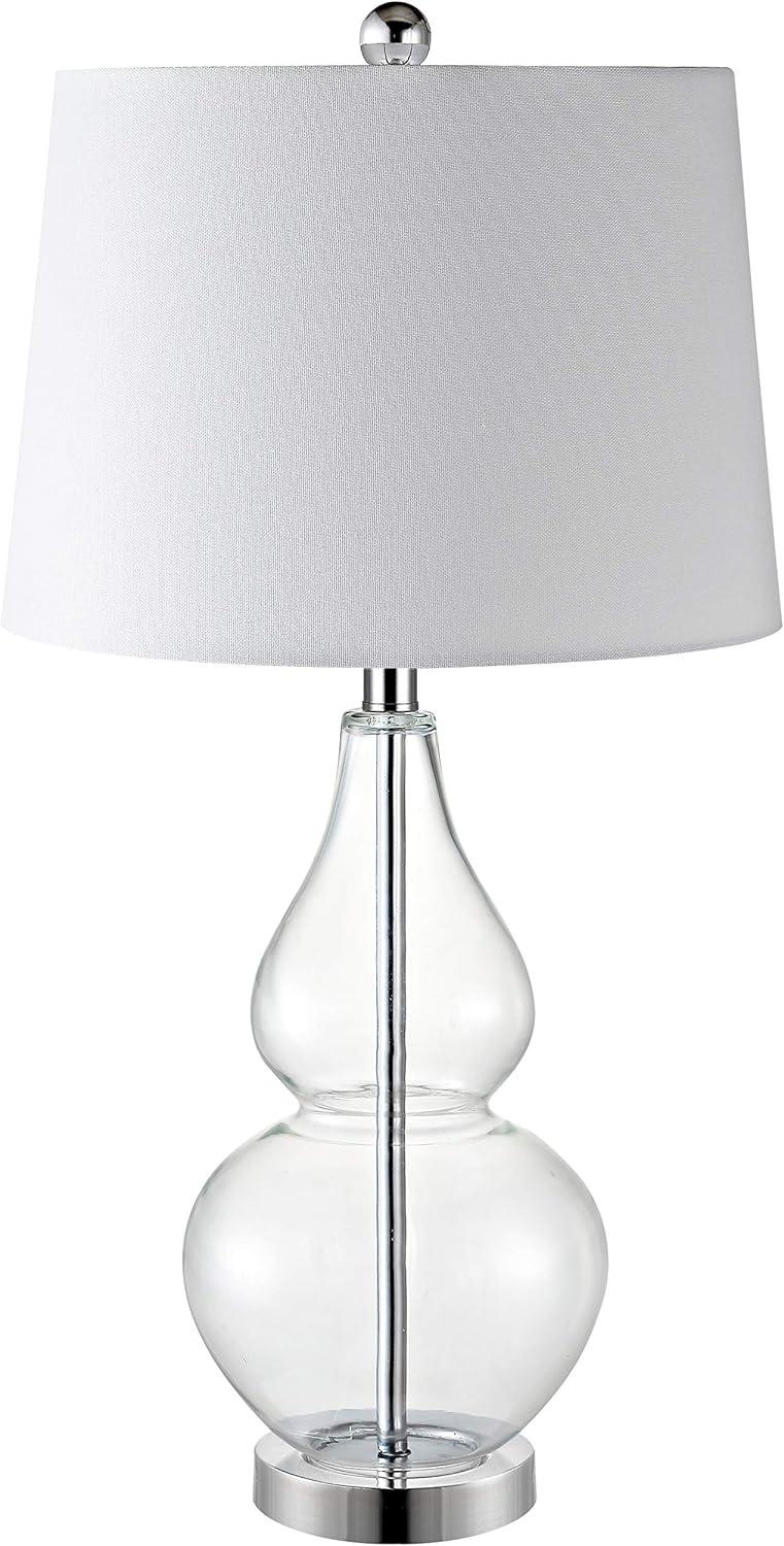 Frena Clear Glass and Chrome Table Lamp Set with White Shades