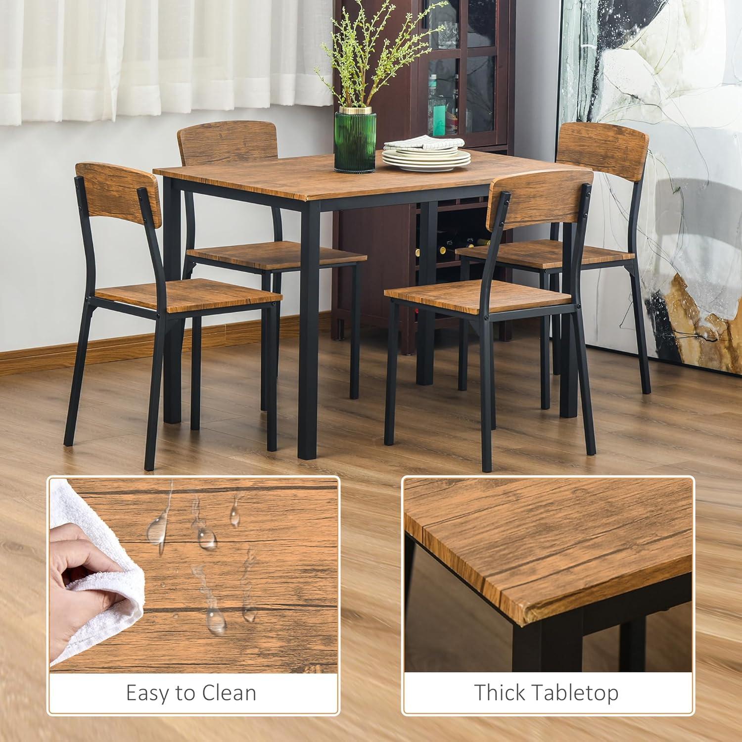 17 Stories 5 Piece Industrial Dining Table Set, Rectangular Kitchen Table And 4 Chairs, Dining Room Set For Small Space