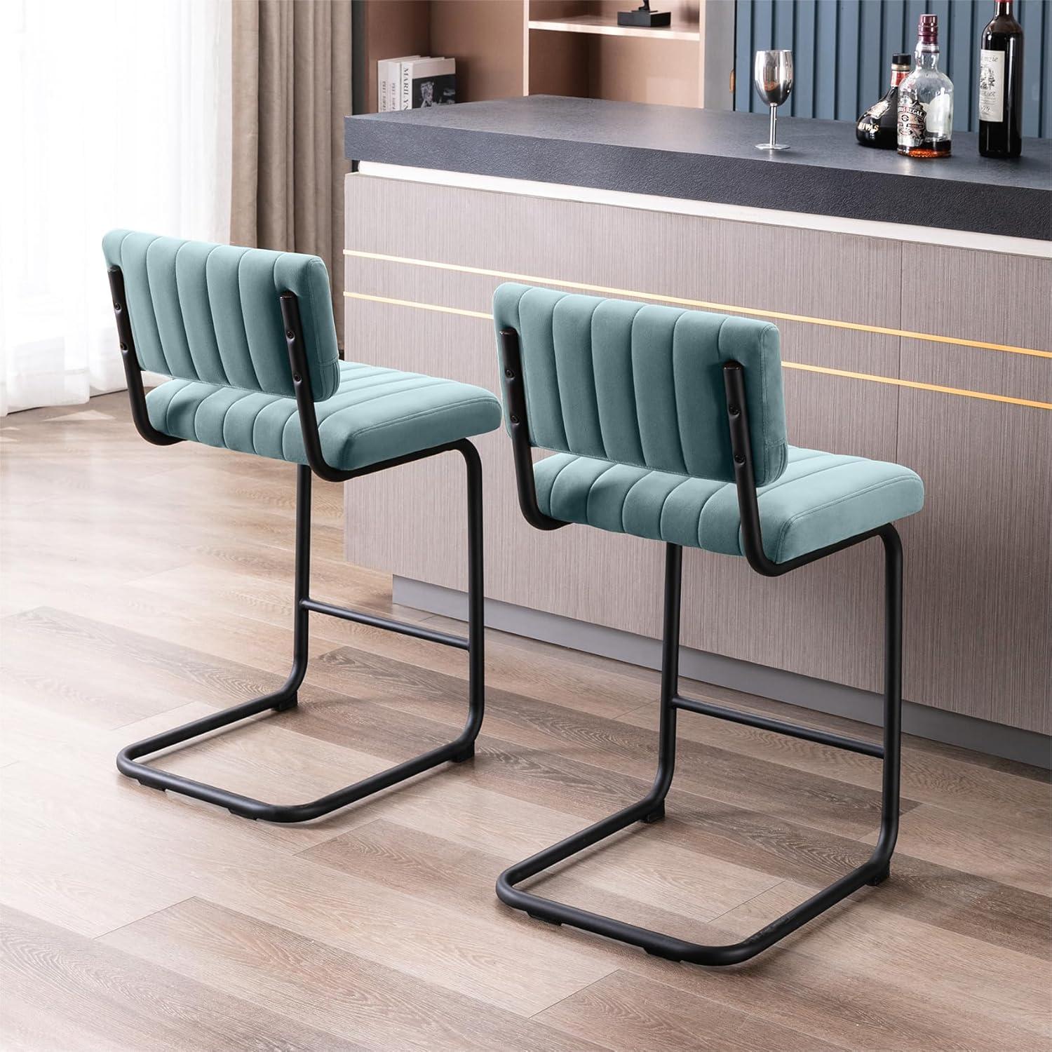 Ambrine Velvet Counter & Bar Stool with Steel Frame, 24" or 30" Seat Height