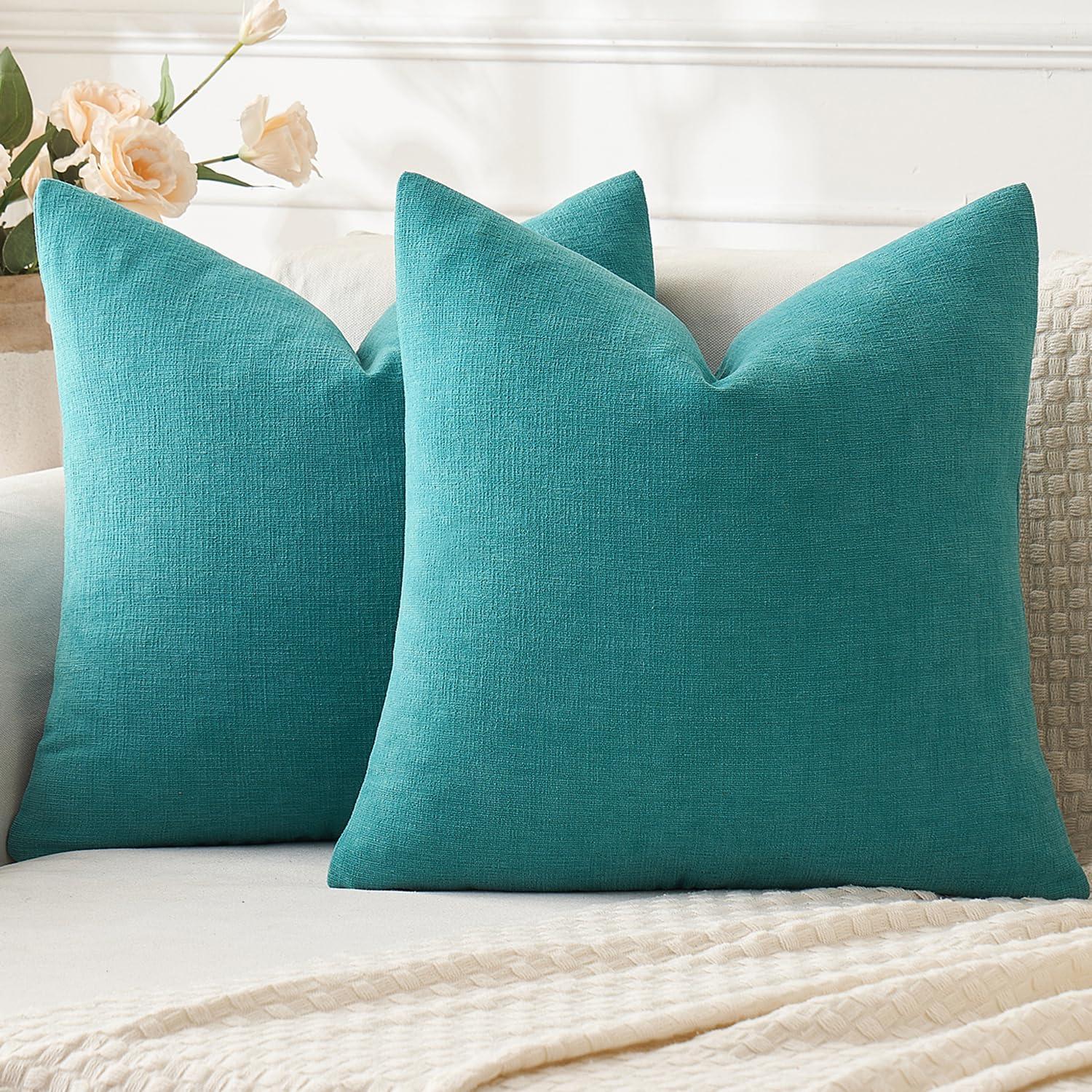 Teal Chenille 18x18 Euro Pillow Covers, Pack of 2