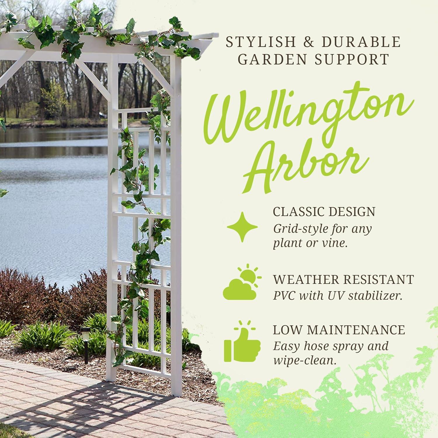 Dura-Trel Inc Dura-Trel Wellington Arbor 72" x 85" Outdoor Garden Arch Lattice Trellis, White