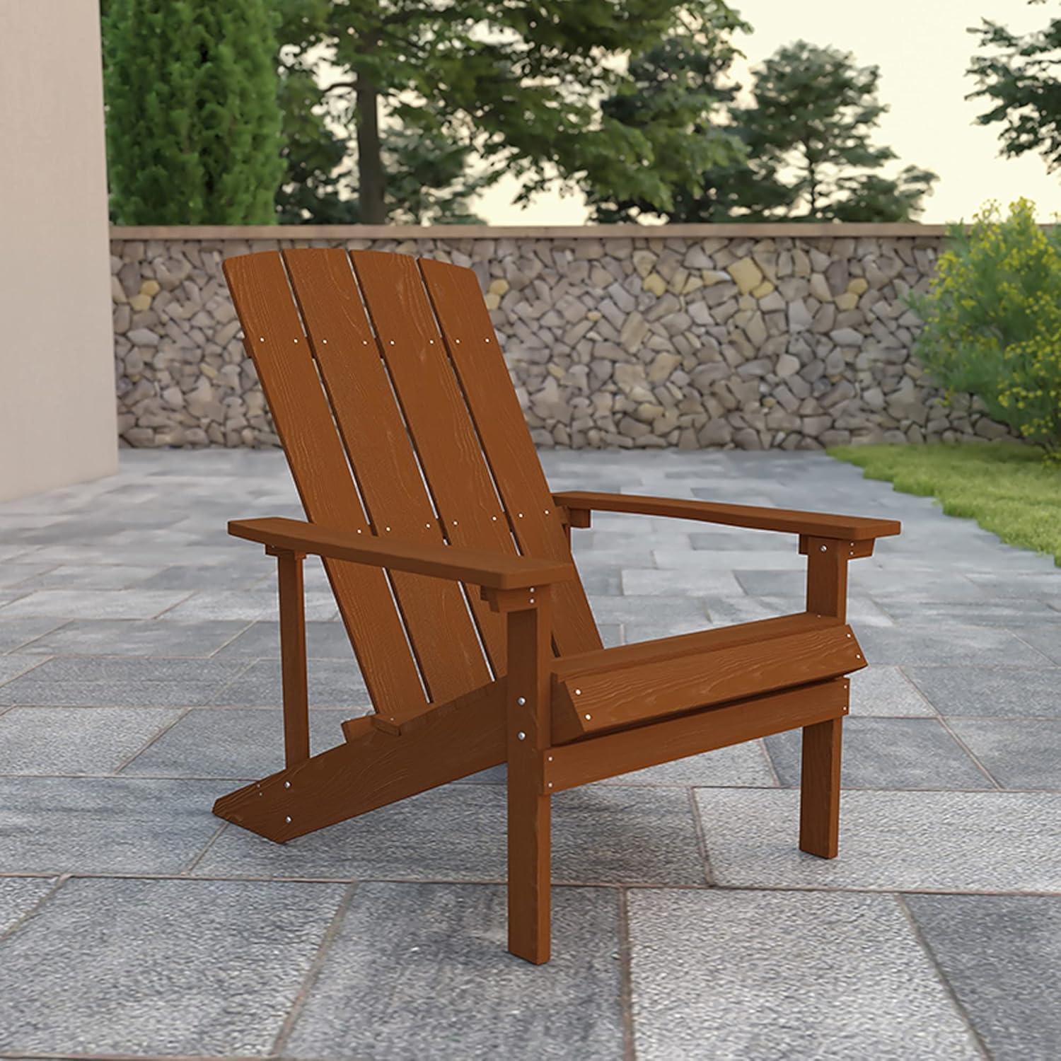 Charlestown Teak Poly Resin Adirondack Chair Set for Outdoor Relaxation