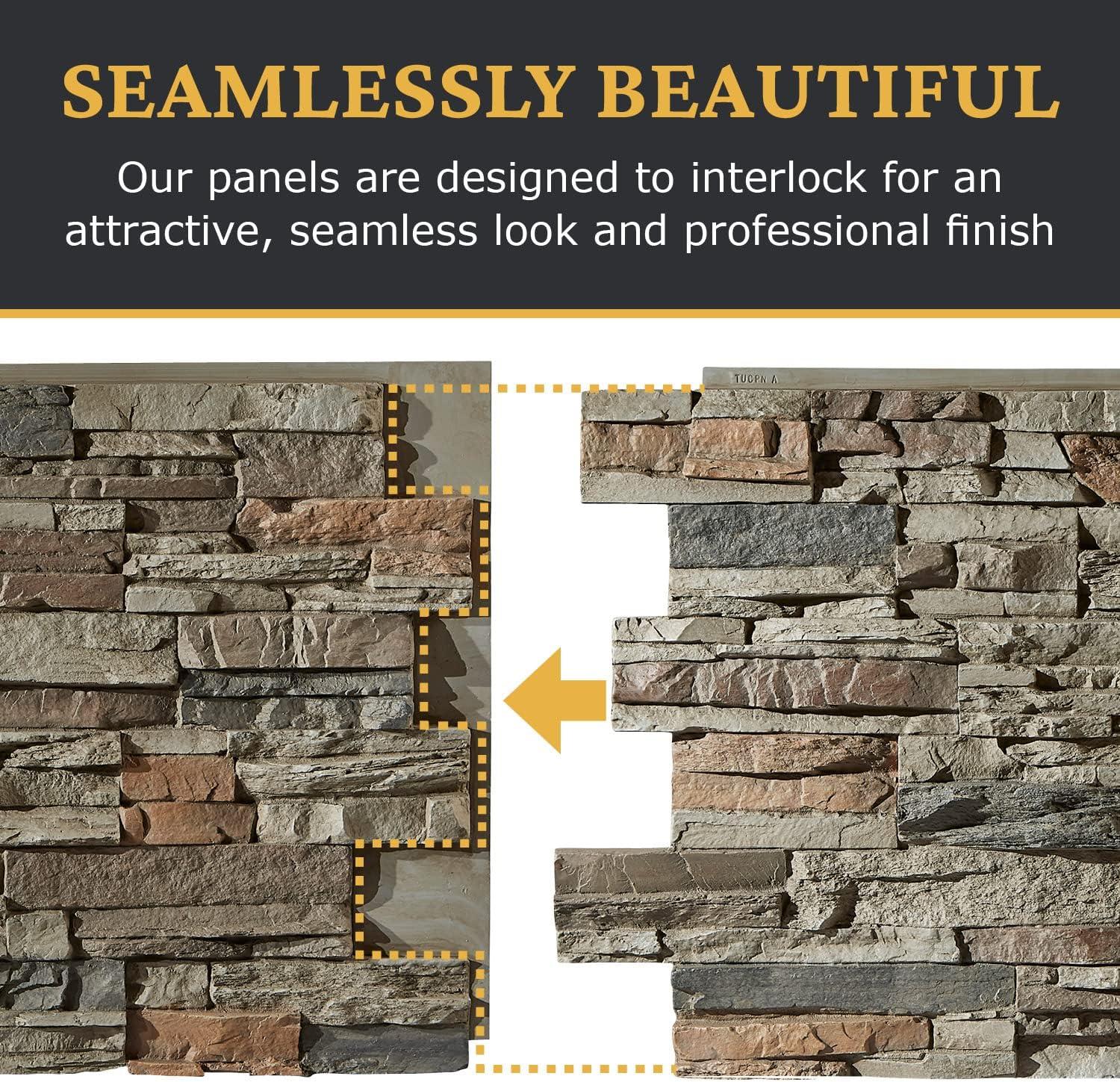 Az Faux Stacked Stone 3D Textured Digh-Density Polyurethane Wall Panel Sample | Sedona | 8"L x 8"H | Sample Size| Cambridge Gray