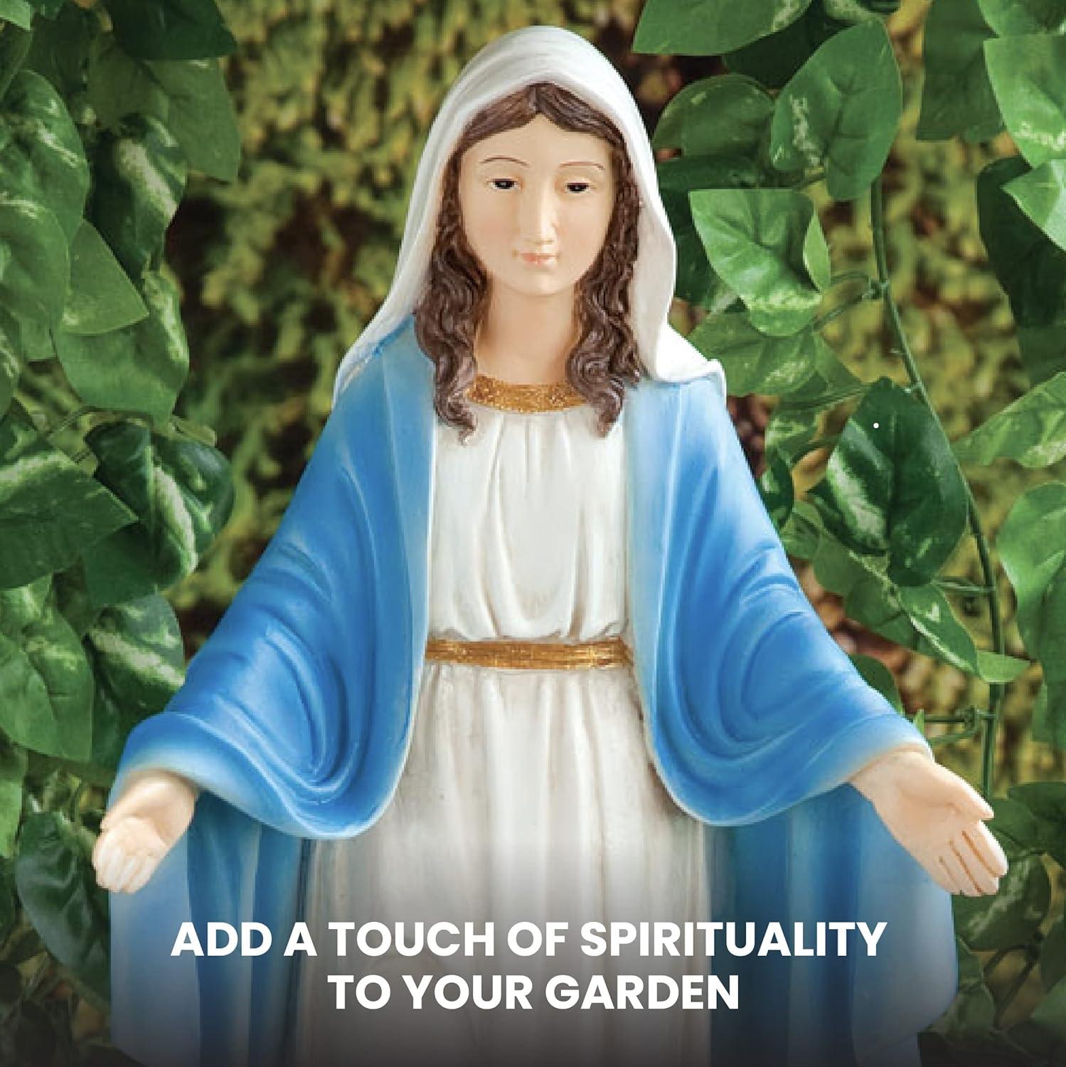 Bits and Pieces- 16 Inches Tall - Our Lady of Grace Sculpture for Your Garden, Lawn or Patio - Durable Weather Resistant and Hand-Painted Polyresin Statue