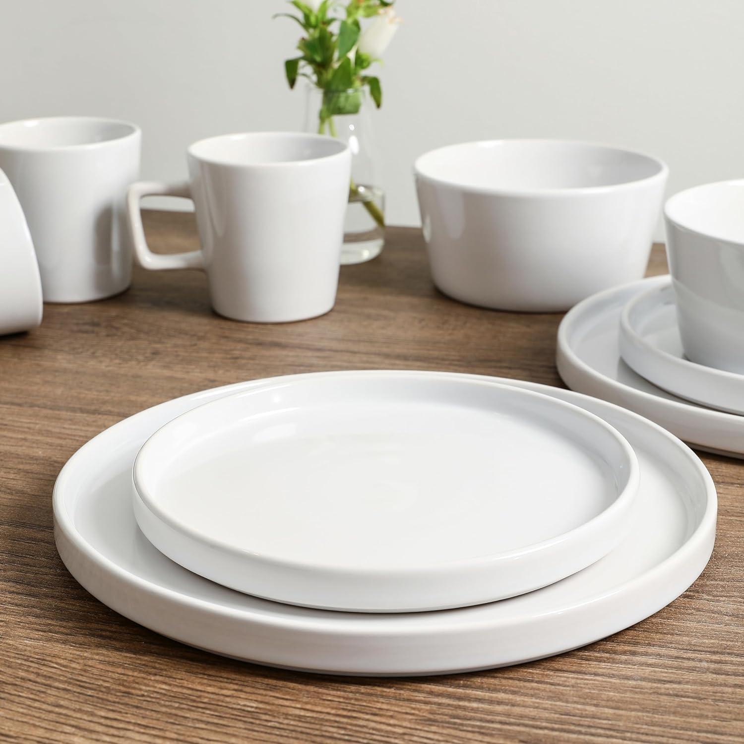 White Ceramic 16-Piece Outdoor Dinnerware Set, Service for 4