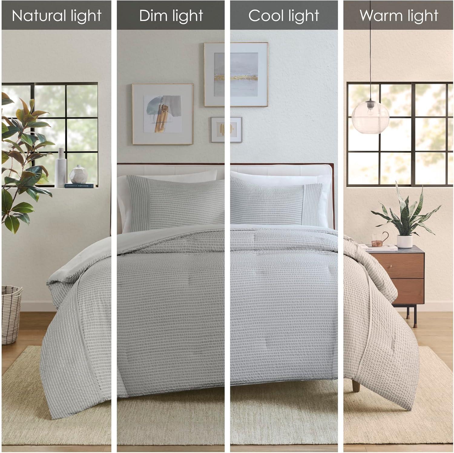 Beautyrest Apollo 3 Piece Striped Seersucker Oversized Comforter Set