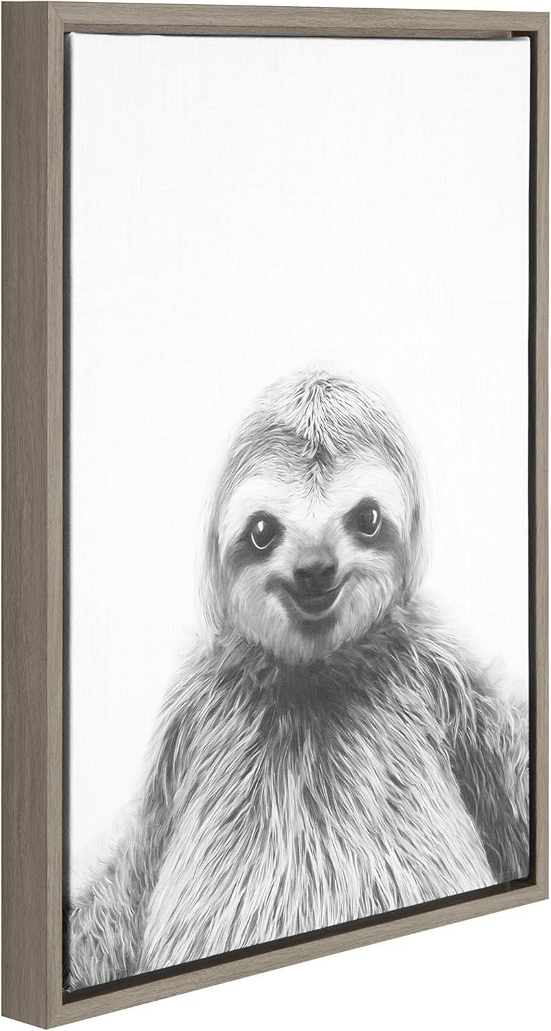 24" x 18" Sloth Framed Canvas Art - Uniek