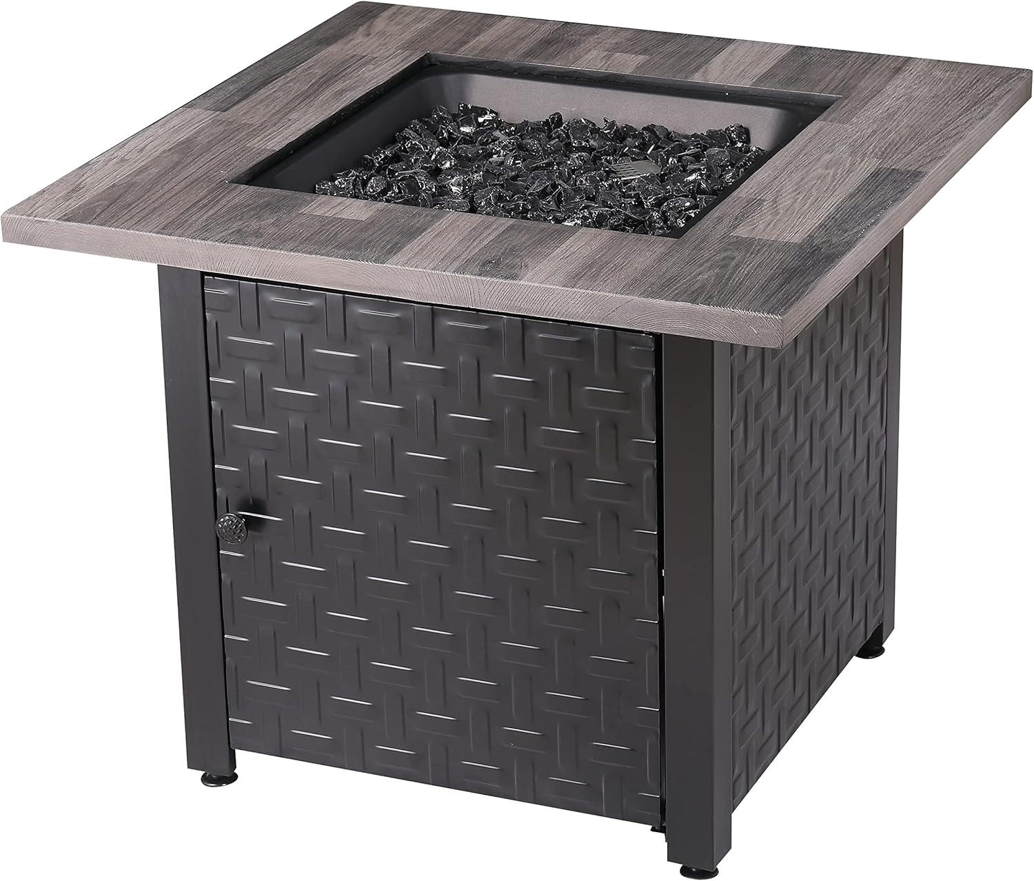 Black and Grey Steel Gas Fire Pit Table