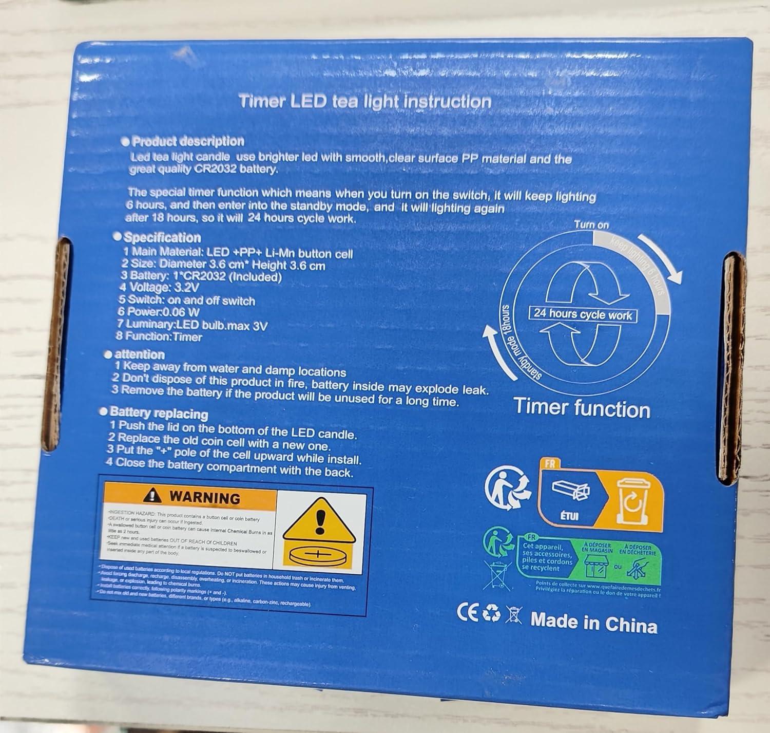 AGPTEK Timer No flicker Flameless LED Candles Battery-Operated Long Lasting Tealights for Wedding Holiday Party Home Decoration 24pcs(Warm White)