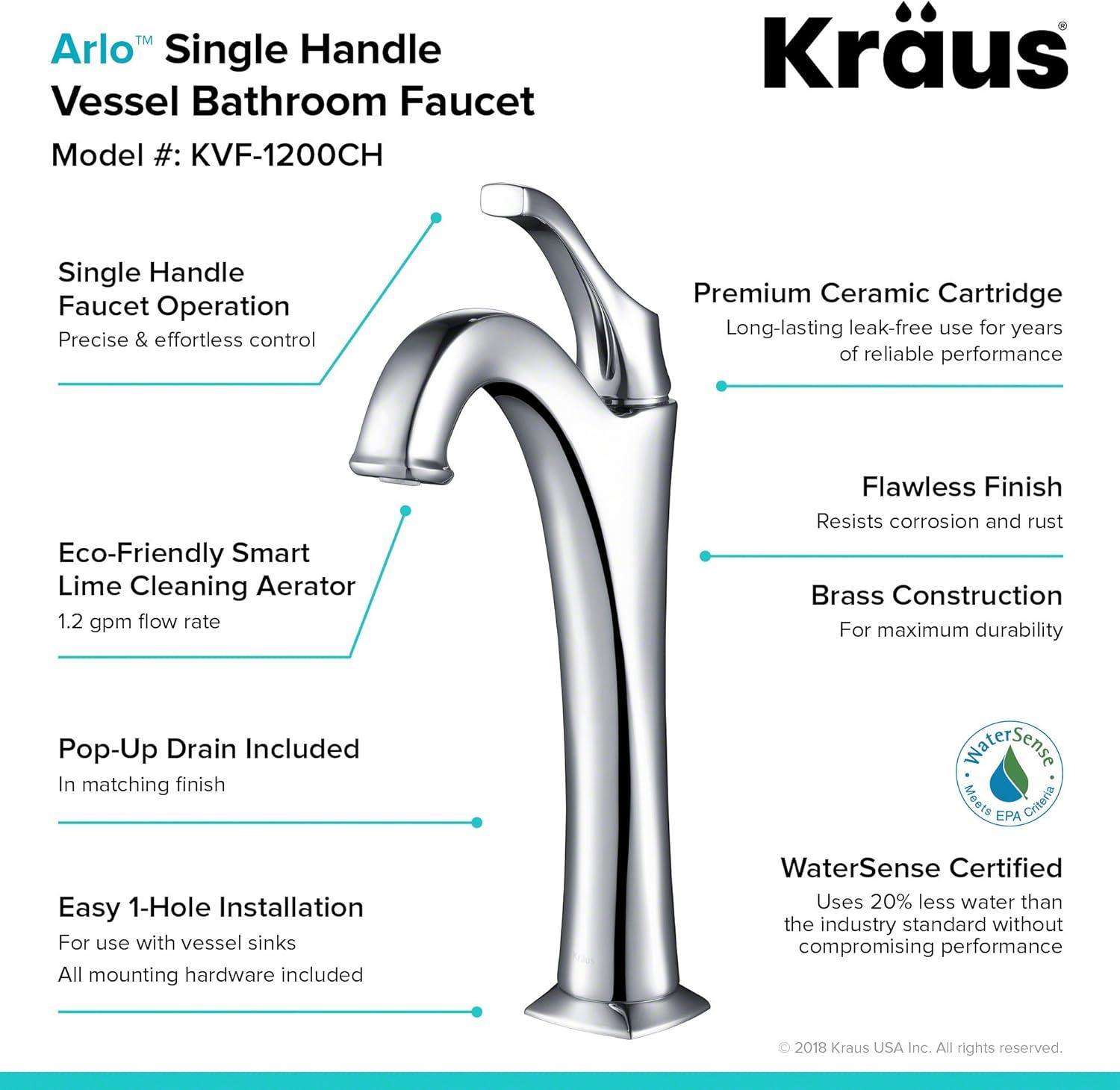 Arlo Vessel Sink Bathroom Faucet with Drain Assembly