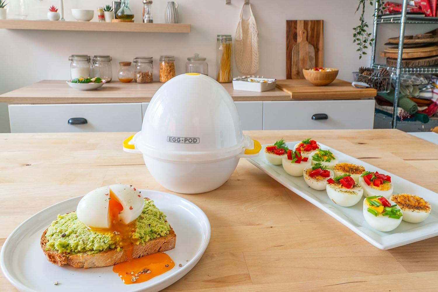 White Microwave Egg Cooker with Poaching Tray