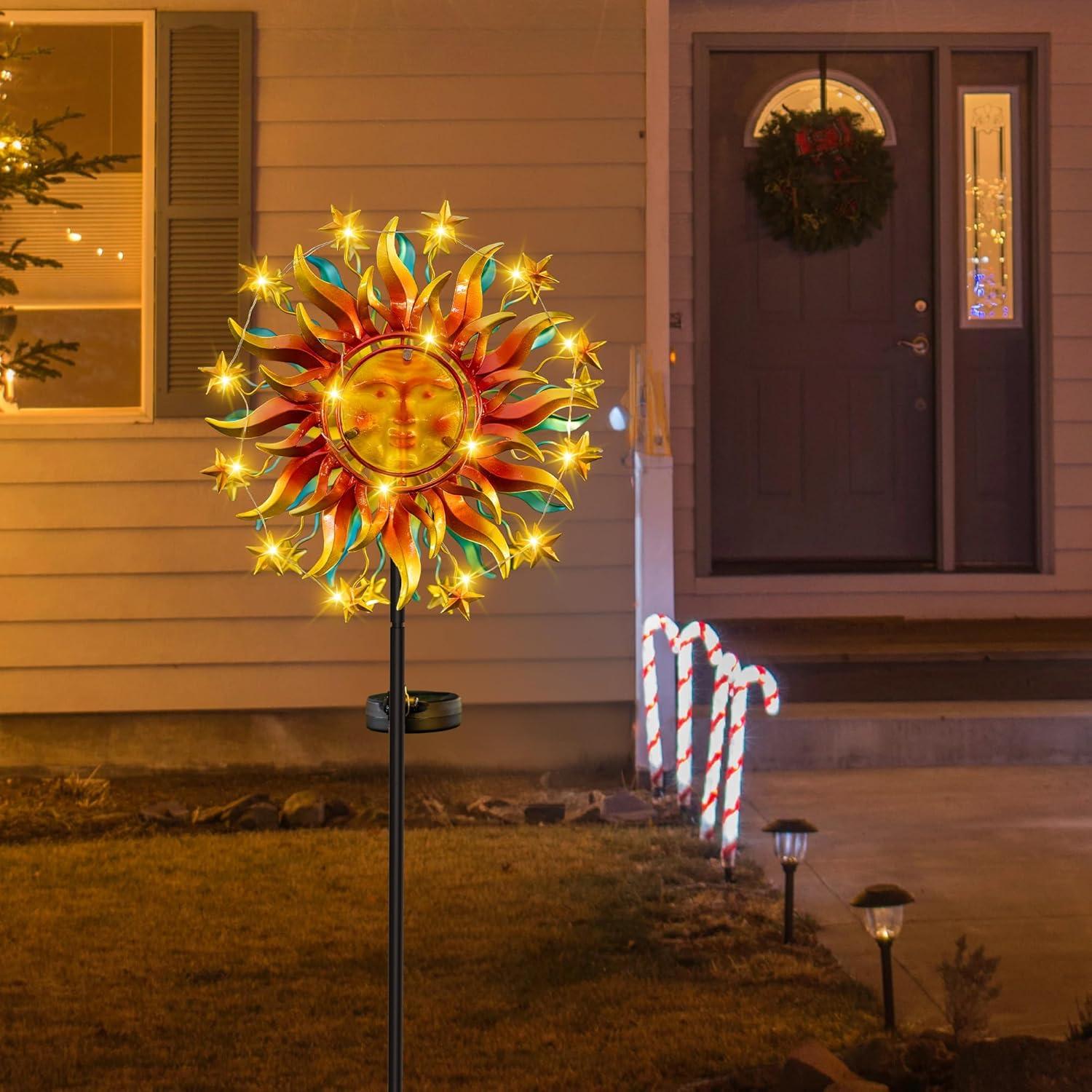 Arlmont & Co. 60.3 Inch 360° Metal Sun Wind Sculptures Outdoor Clearance Kinetic Windmills
