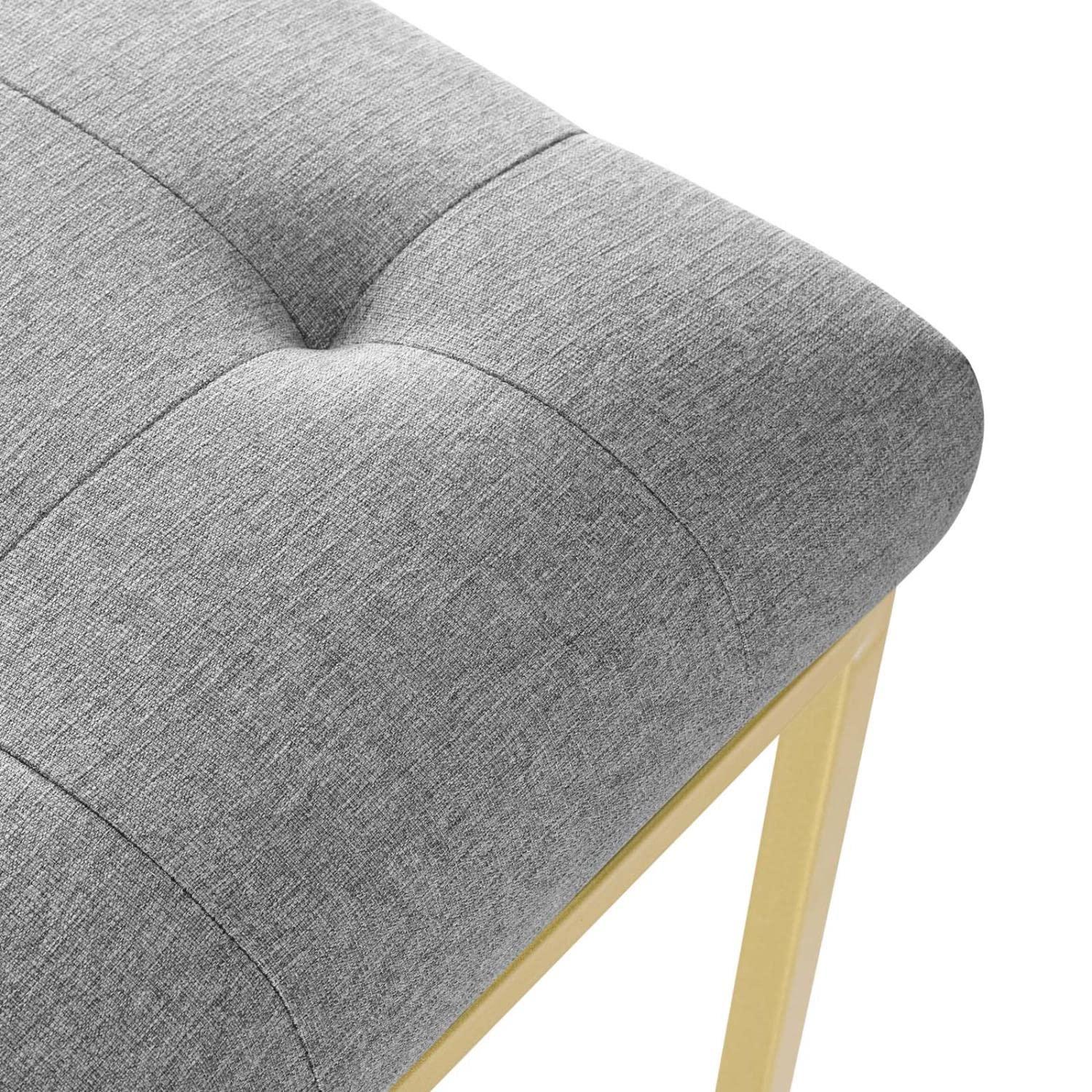 Privy Gold Stainless Steel Upholstered Fabric Dining Accent Chair Gold Light Gray