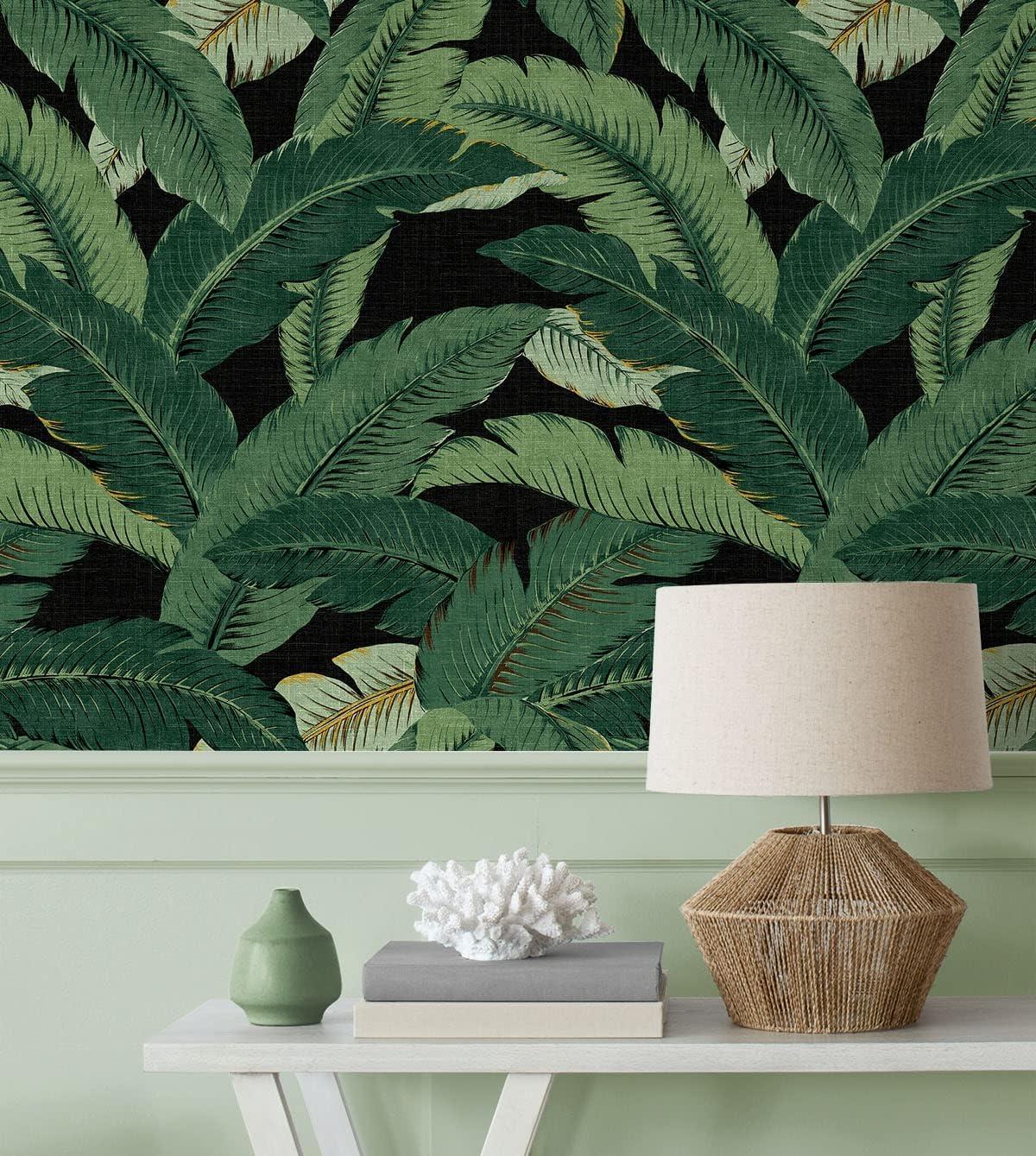 Tommy Bahama  Swaying Palms Coal Peel & Stick Wallpaper - 20.5 in. W x 18 ft. L