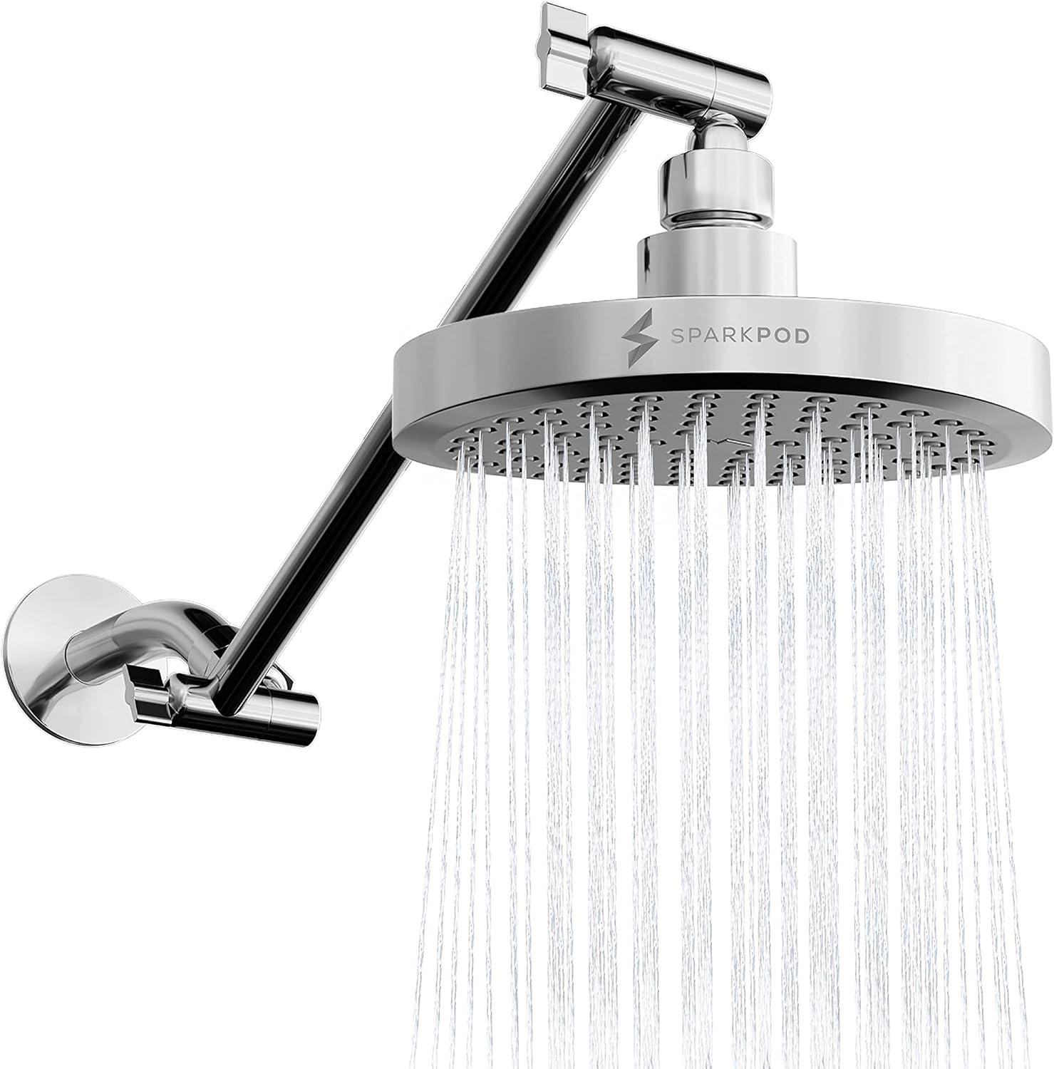 Polished Chrome Adjustable Rain Shower Head with Filter