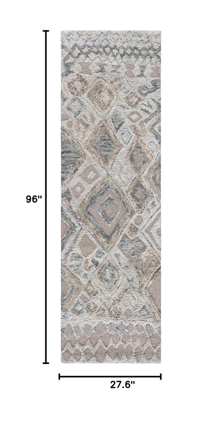 Casablanca Shag CSB618 Hand Tufted Indoor Runner Rug - Grey/Olive - 2'3"x8' - Safavieh