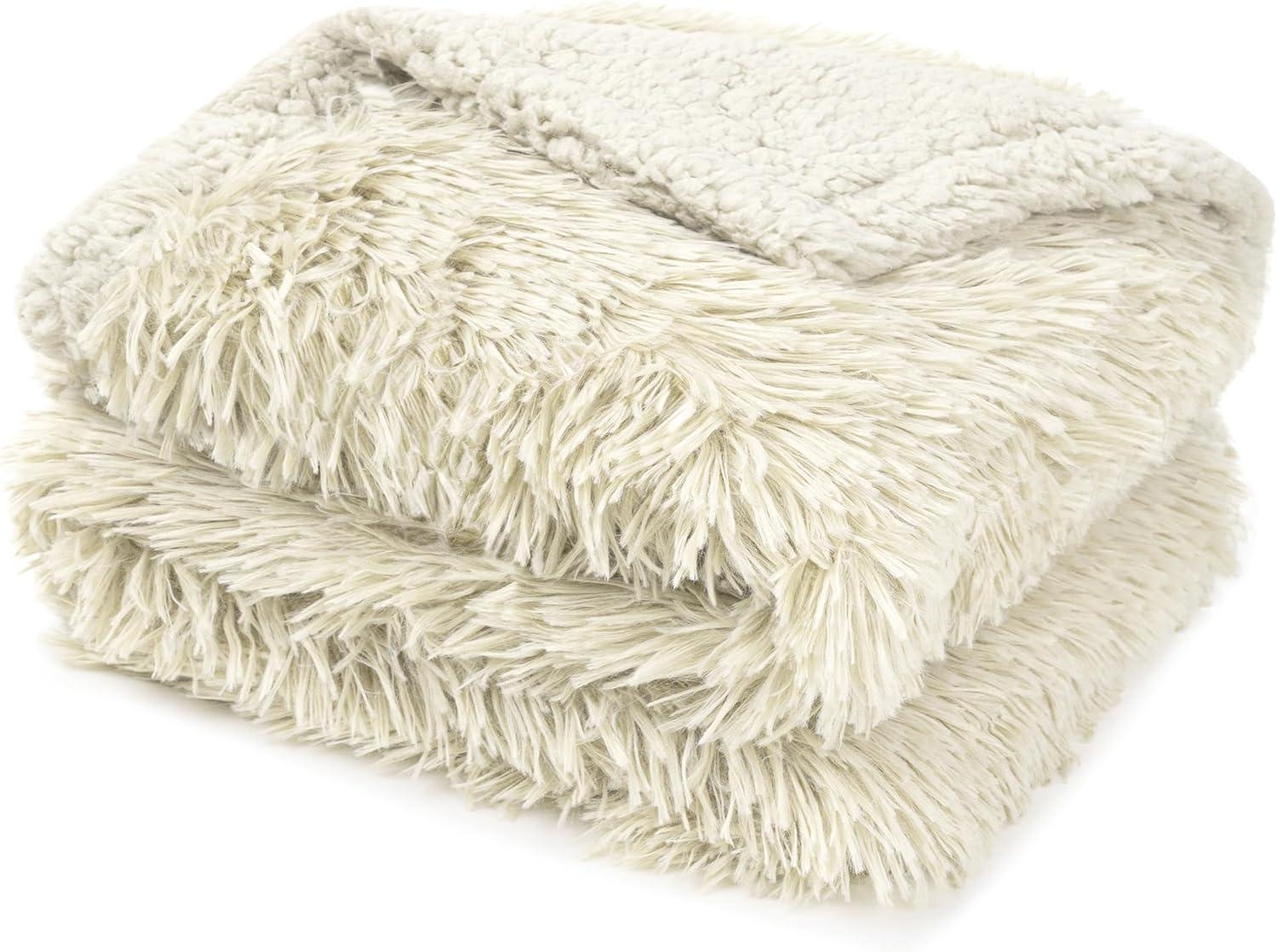 PetAmi Waterproof Dog Blanket For Medium Large Dog, Puppy Pet Blanket Couch Cover Protection, Sherpa Fleece Fuzzy Cat Blanket Throw, Couch Sofa Bed Furniture Protector Reversible, 40x60 Cream Beige