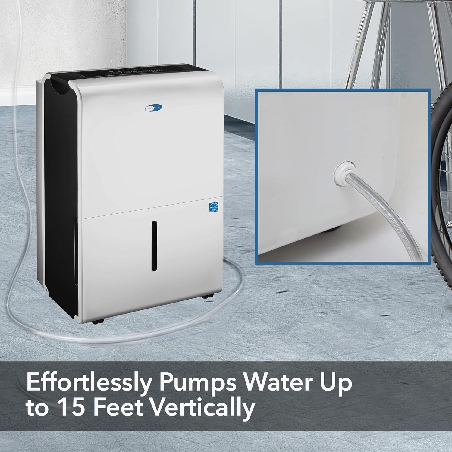 Whynter Energy Star Most-Efficient-2023 50 Pint Dehumidifier with Pump for up to 4000 sq. ft.