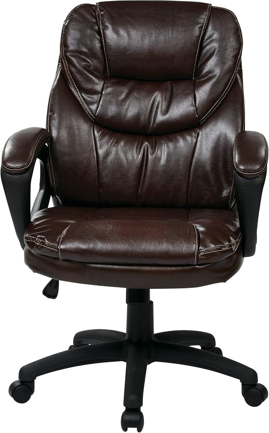 Executive High-Back Swivel Black Leather Office Chair with Lumbar Support