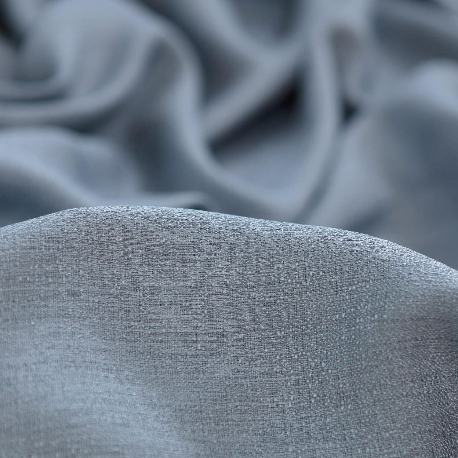 Chanasya 2pk Faux Belgian Flax Semi Sheer Window Curtain Panels - Set of 2 - 52 x 84 Inches Long - Dark Blue