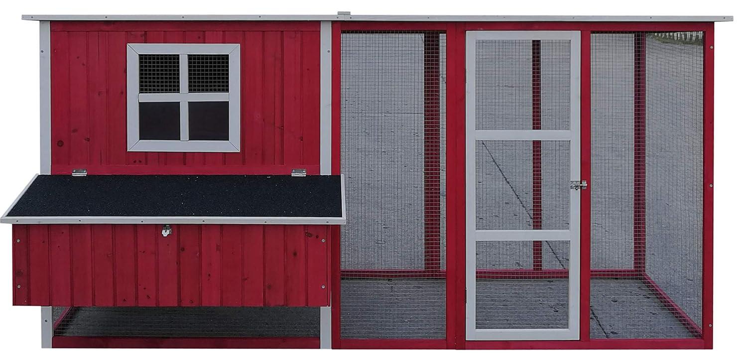 87" Red Fir Wood Chicken Coop with Nesting Box and Ramp