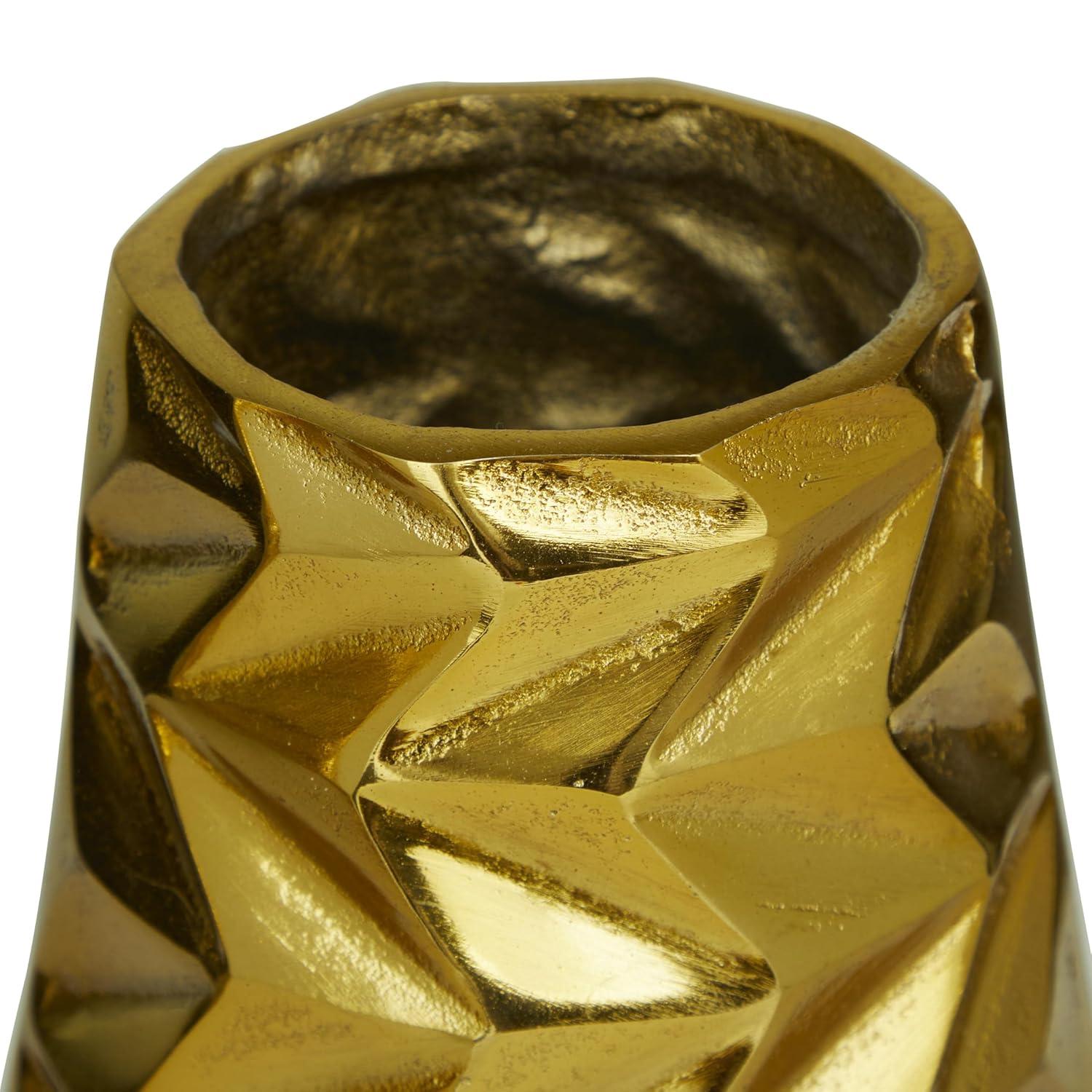 DecMode 20", 15"H Geometric Gold Aluminum Metal Vase, Set of 2