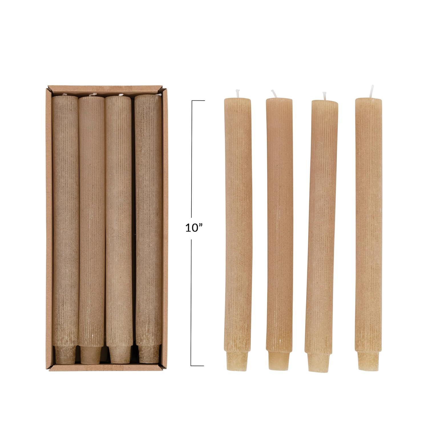 Elegant Linen Black Pleated Taper Candle in Powder Finish