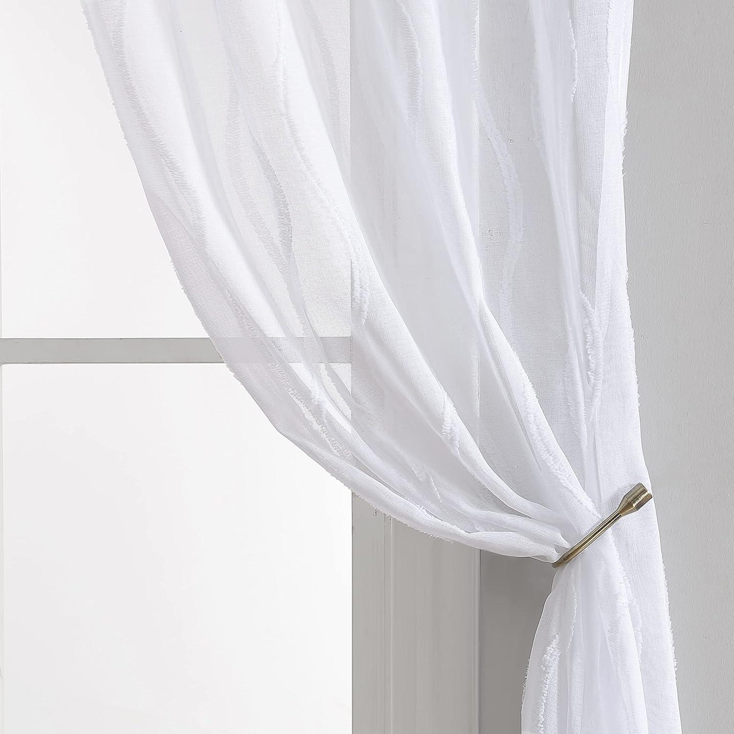 Juvenile Geometric Sheer Rod Pocket Curtain Panels (Set of 2)