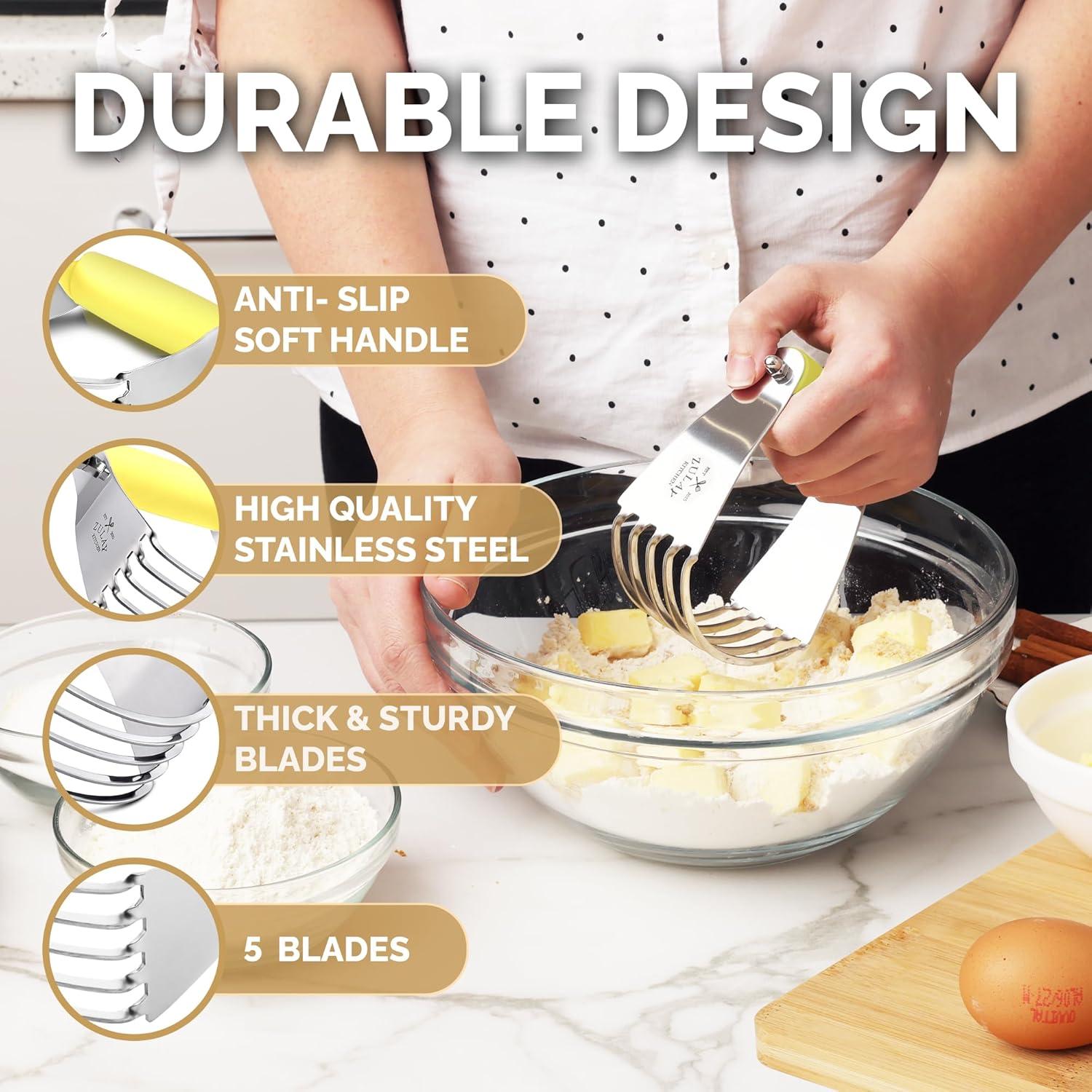 Yellow Stainless Steel 5-Blade Pastry Dough Blender