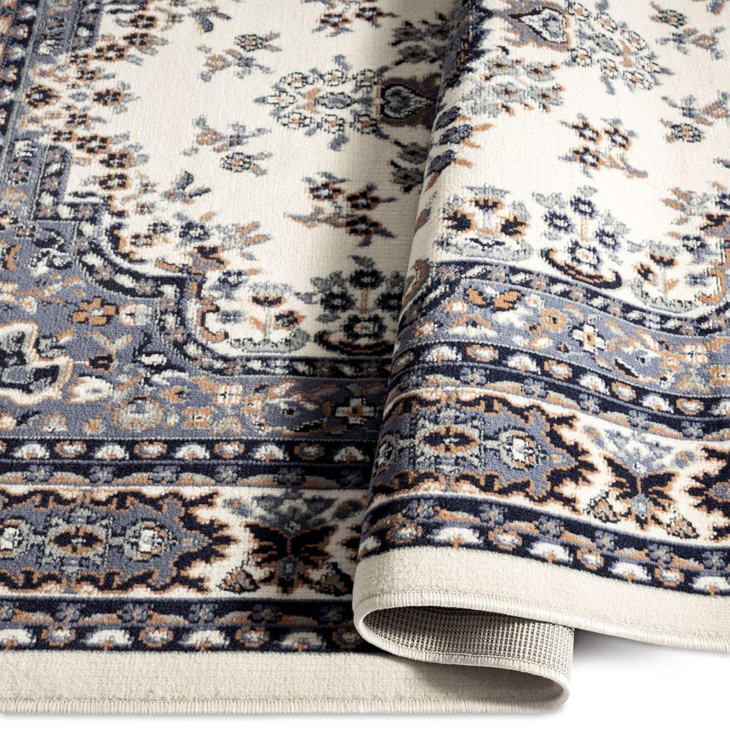 Home Dynamix Ariana Ksara Traditional Medallion Border Area Rug, Ivory/Blue, 3-Piece Set